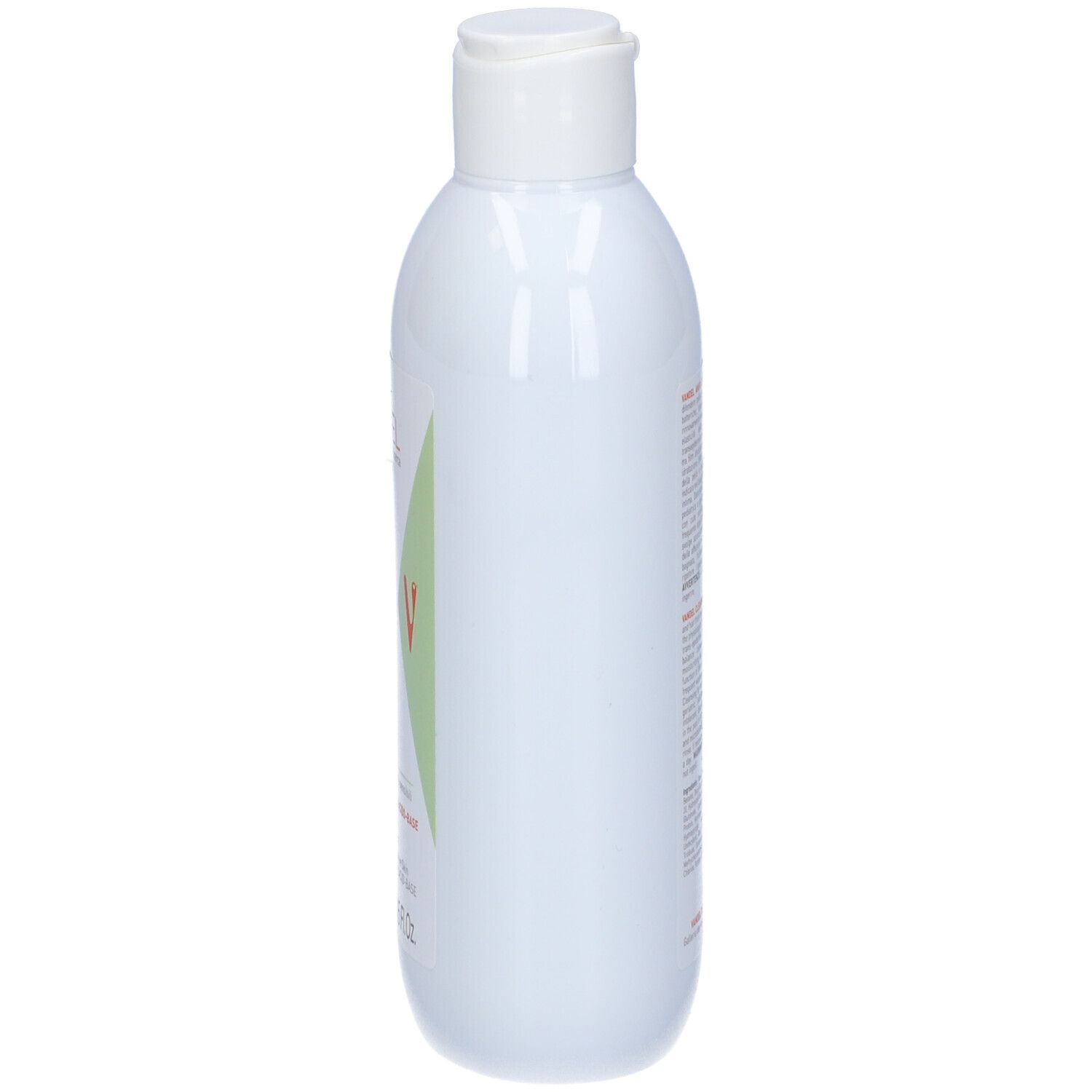 Flacone bianco con tappo bianco. Scritta: Vandel Anfo Detergente, 250 ml. Logo verde-arancio.