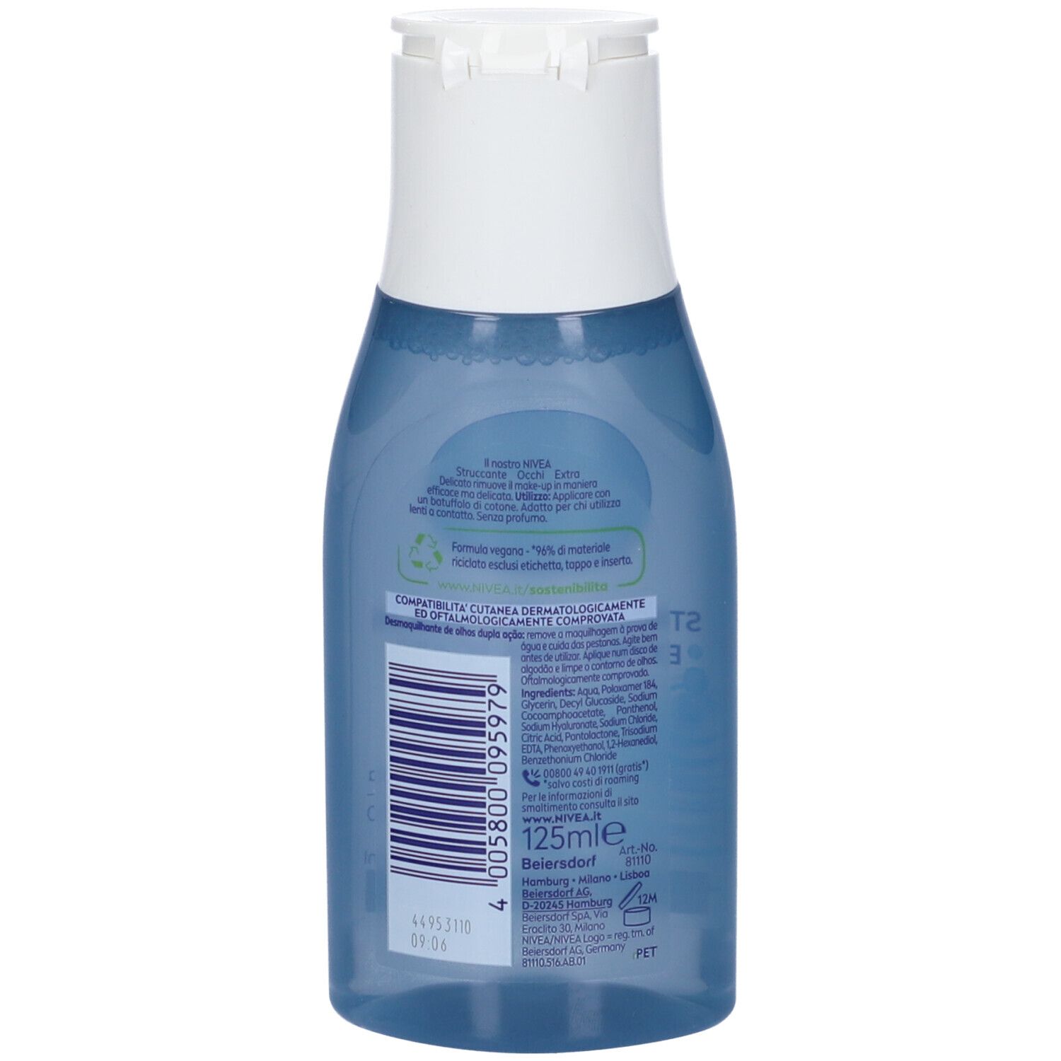 Nivea Struccante Occhi Delicato 125 ml, Struccante con Acqua Purificata per occhi sensibili