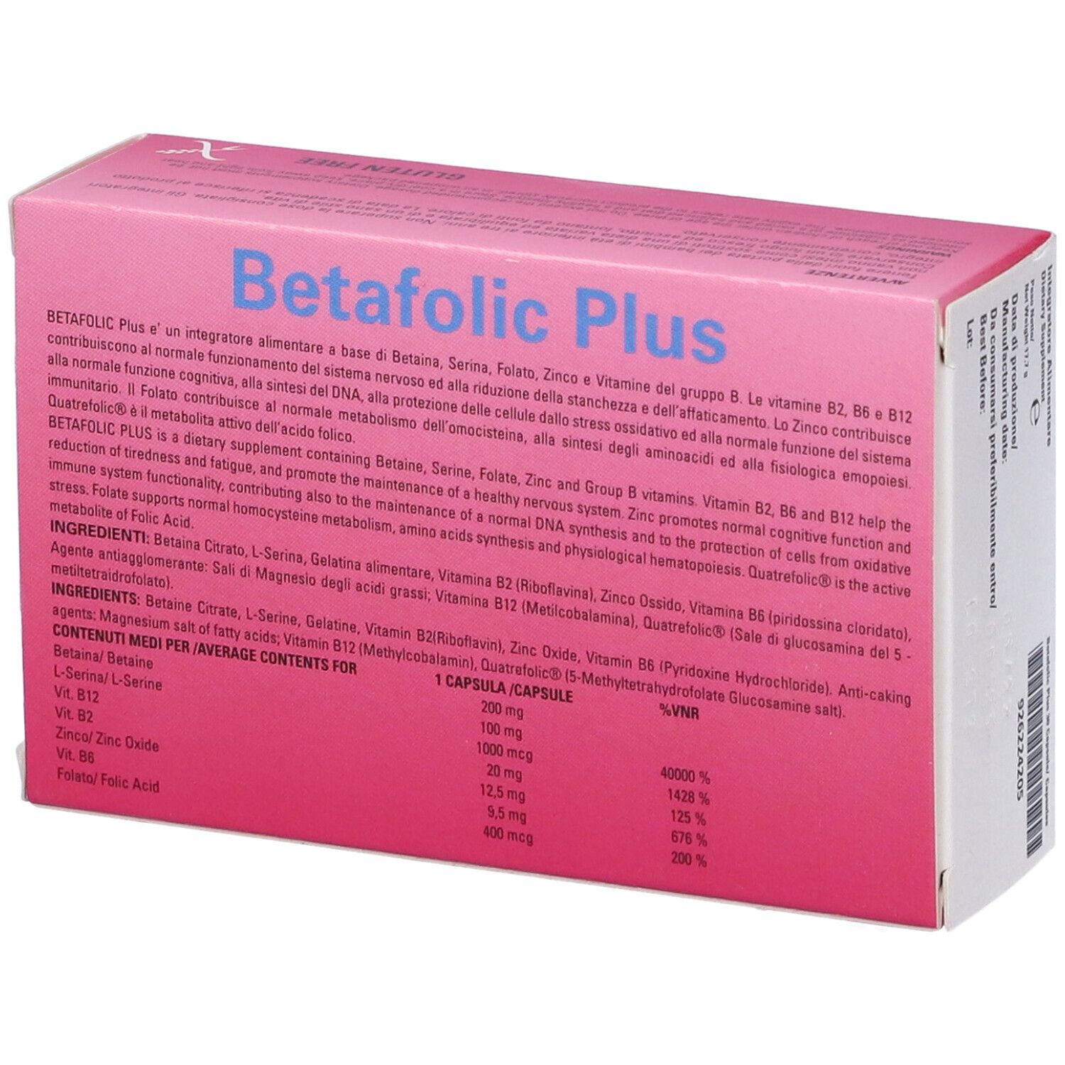 Betafolic Plus 30 Capsule Astuccio 18,6 G
