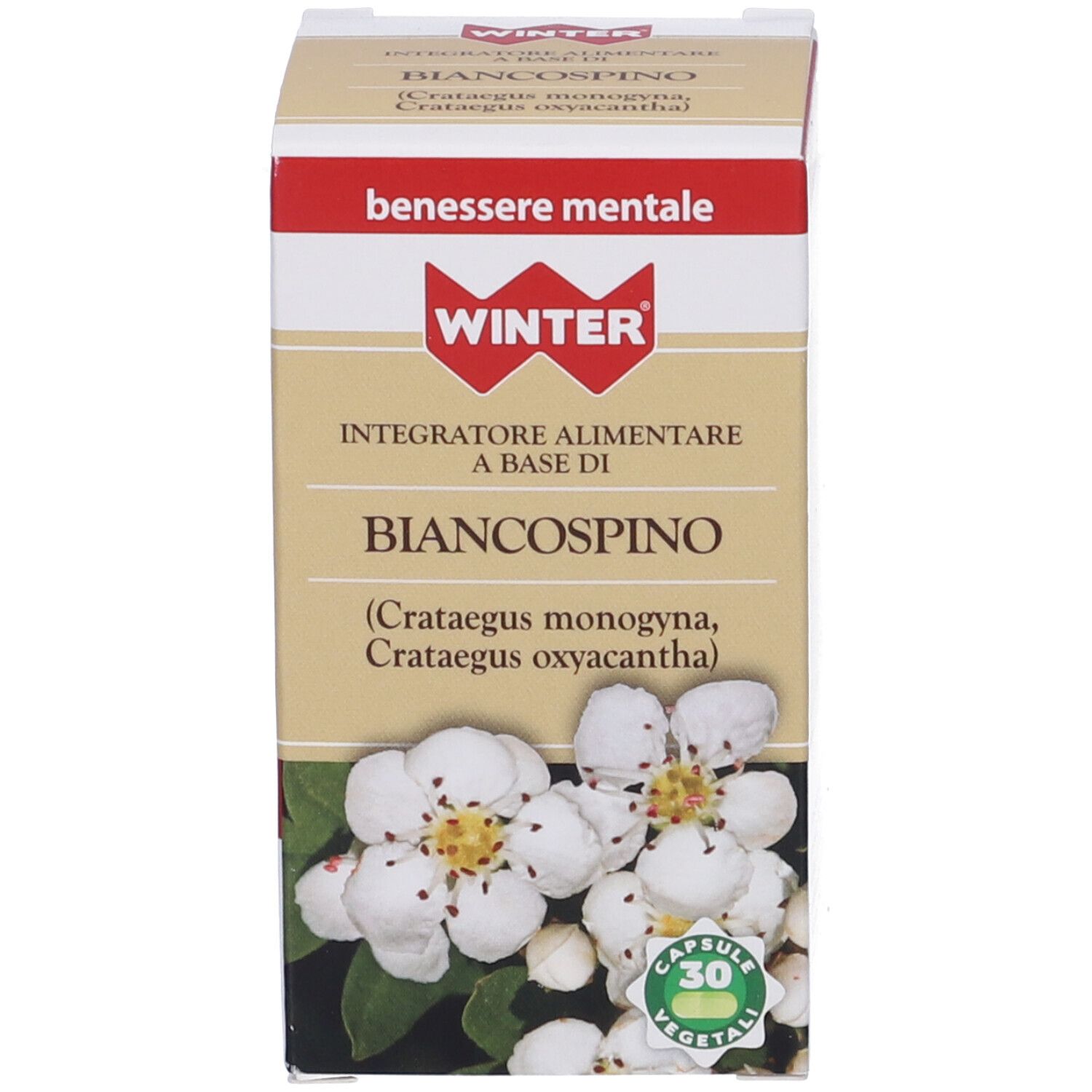 Confezione del prodotto. Scatola con nome, logo e 30 capsule vegetali.