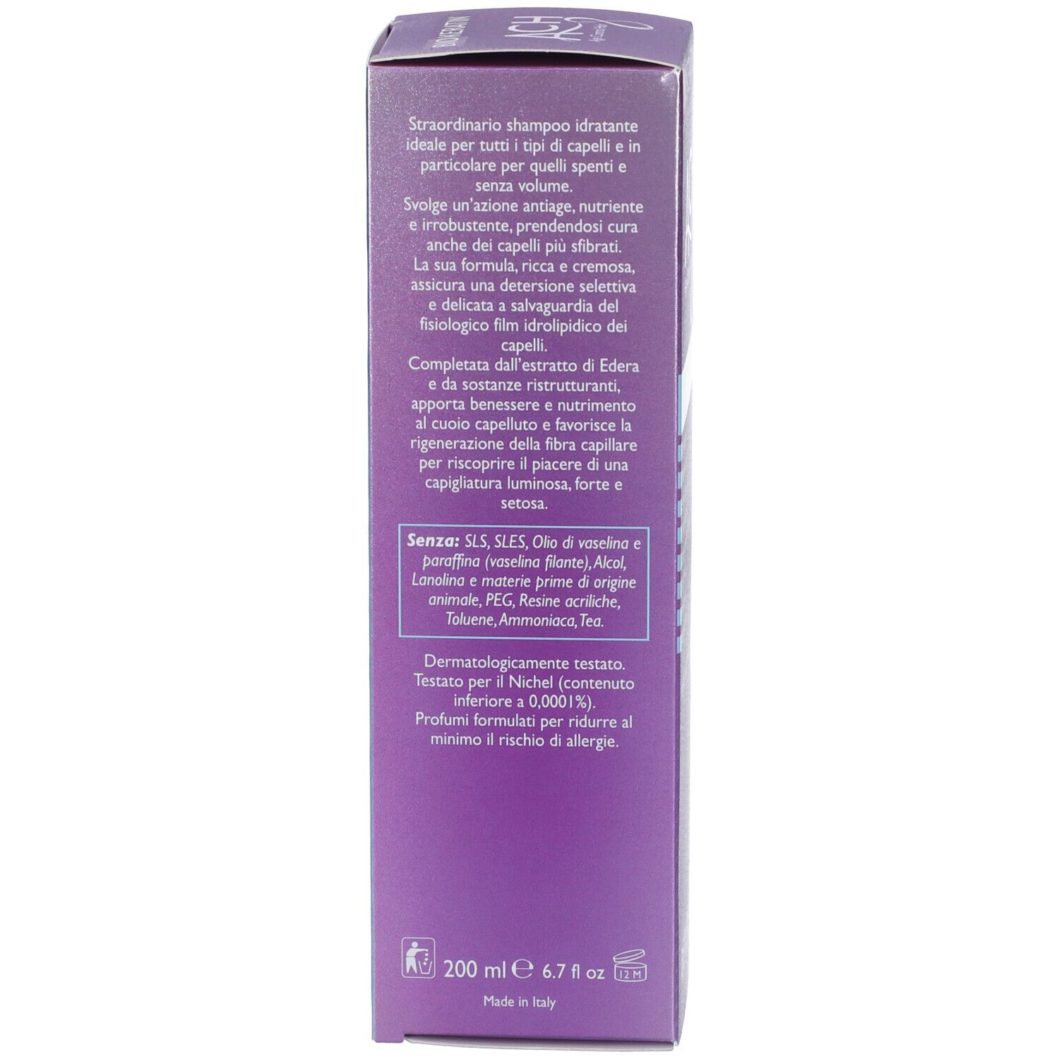 Retro della scatola. Testo in italiano. Volume: 200 ml. Dietalinea.
