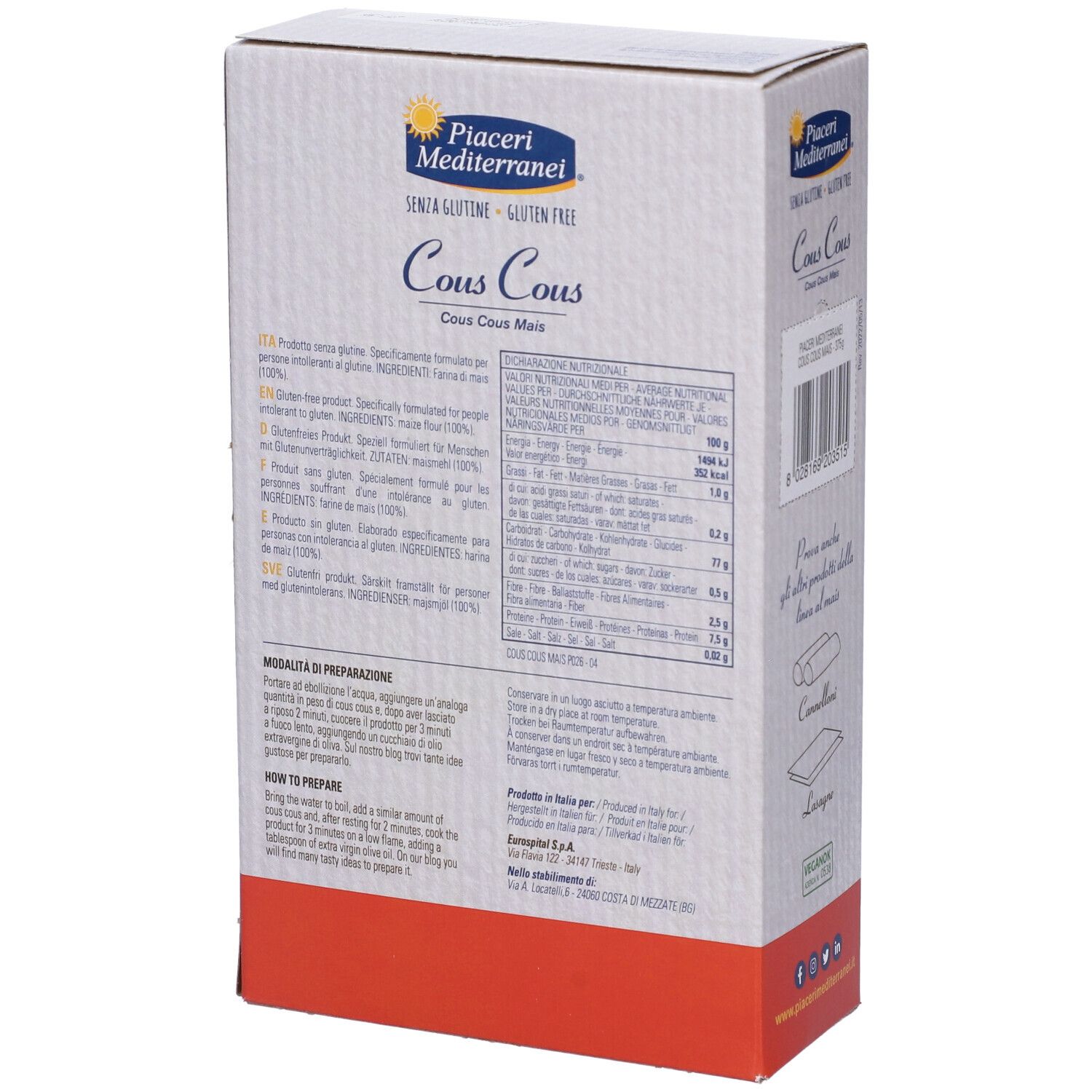 Piaceri Mediterranei Cous Cous di Mais