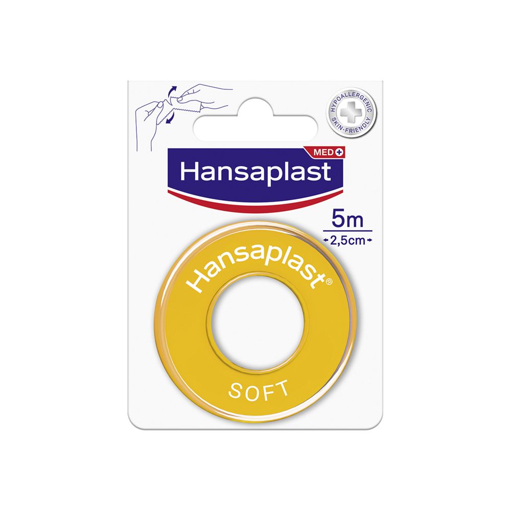 Hansaplast Soft Cerotto Rocchetto, Cerotto rotolo morbido per il fissaggio di bende, 5 m x 2.5 cm - risparmia il 10% con il codice: NI10