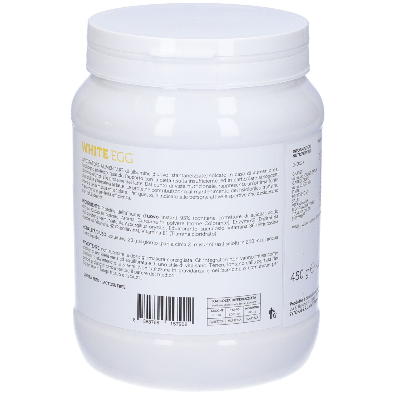 White Egg Integratore In Polvere Al Gusto Di Creme Caramel 450 G