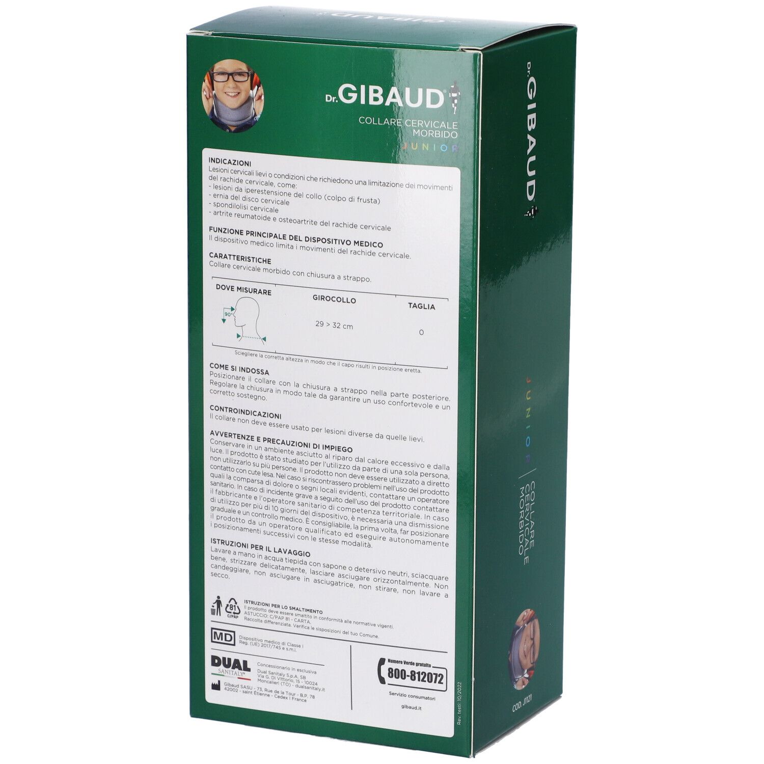 Retro scatola verde. Testo in italiano. Immagine di uomo. Informazioni sull'uso.