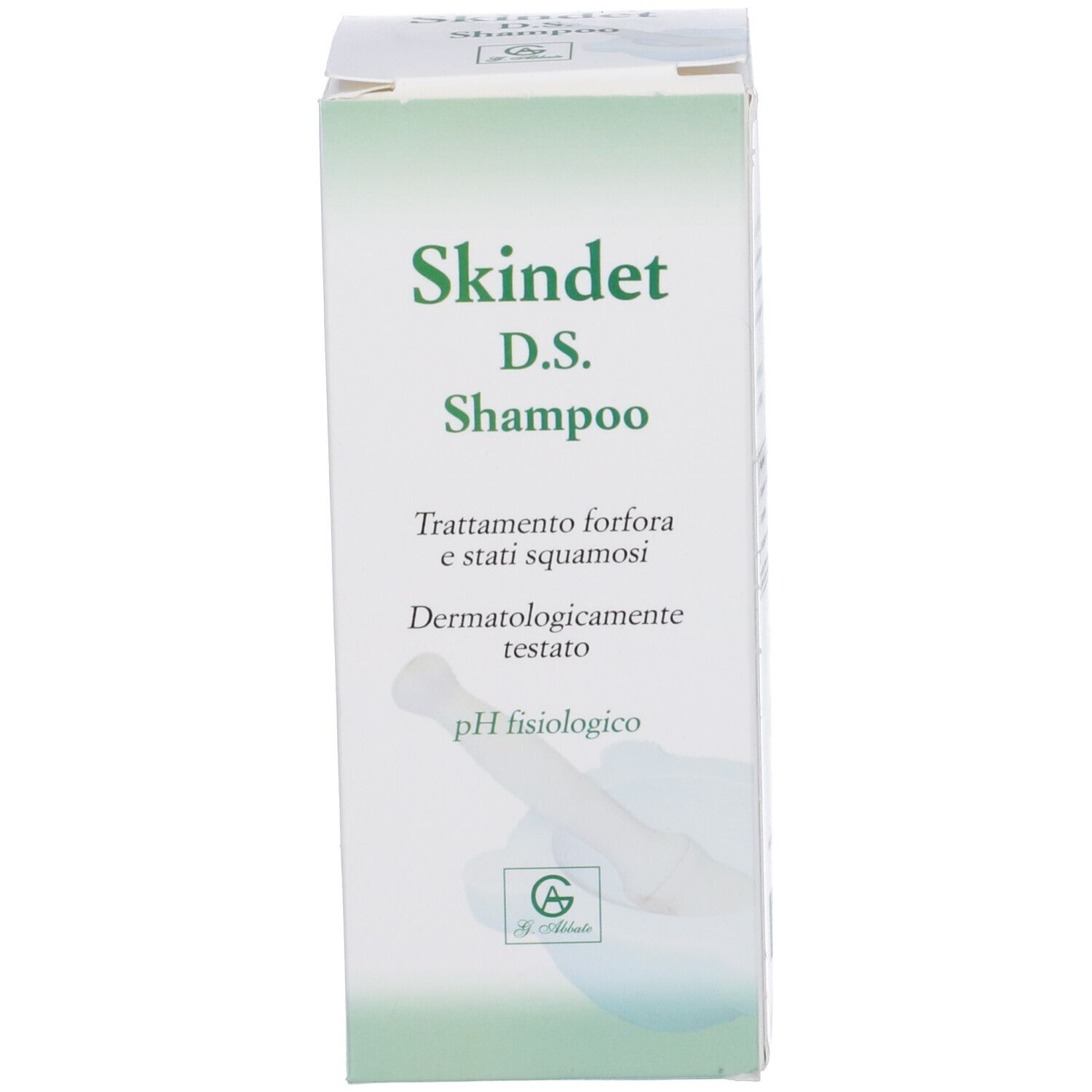 Confezione con testo: "Skindet D.S. Shampoo".