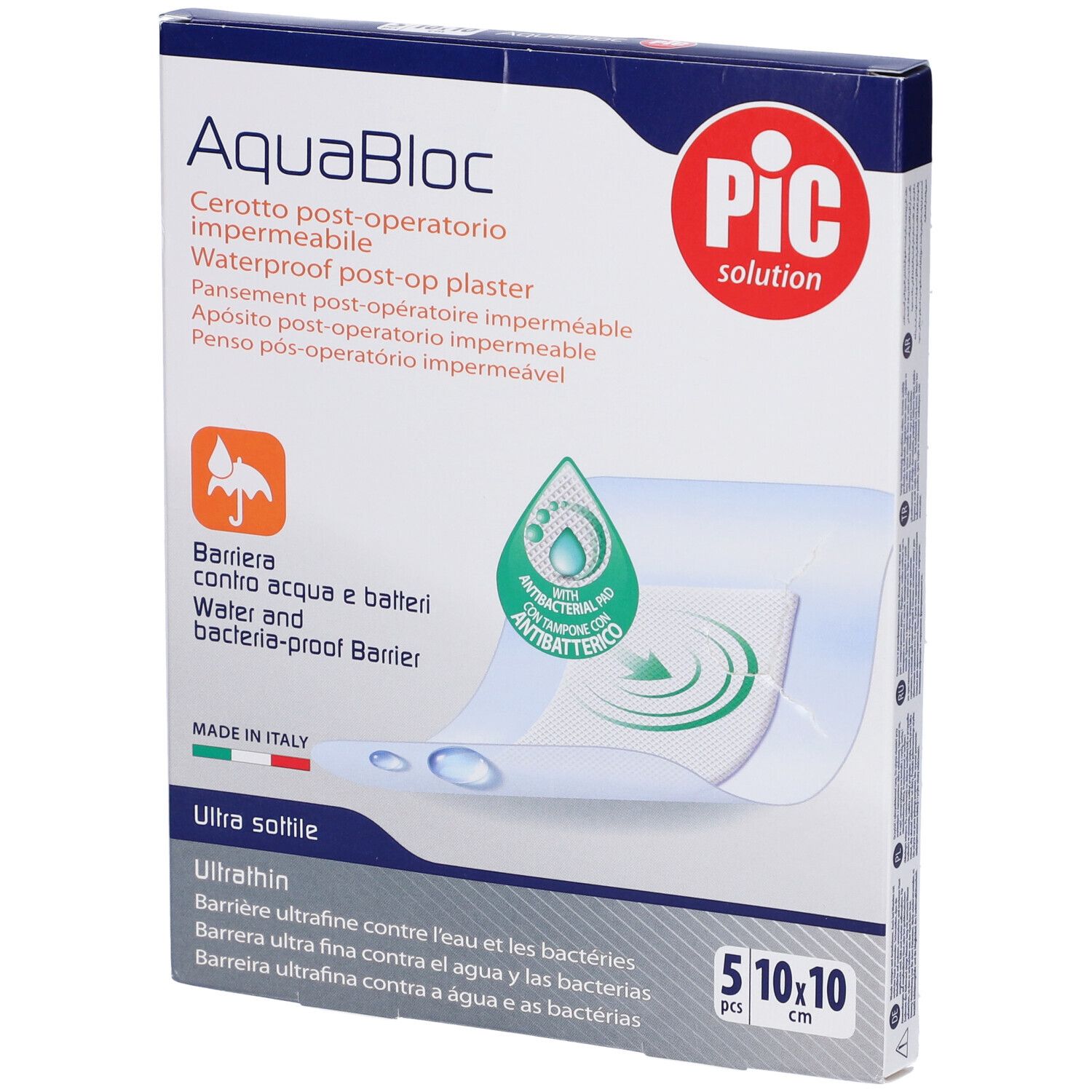 Cerotto Pic Aquabloc 10X10Cm Antibatterico 5 Pezzi