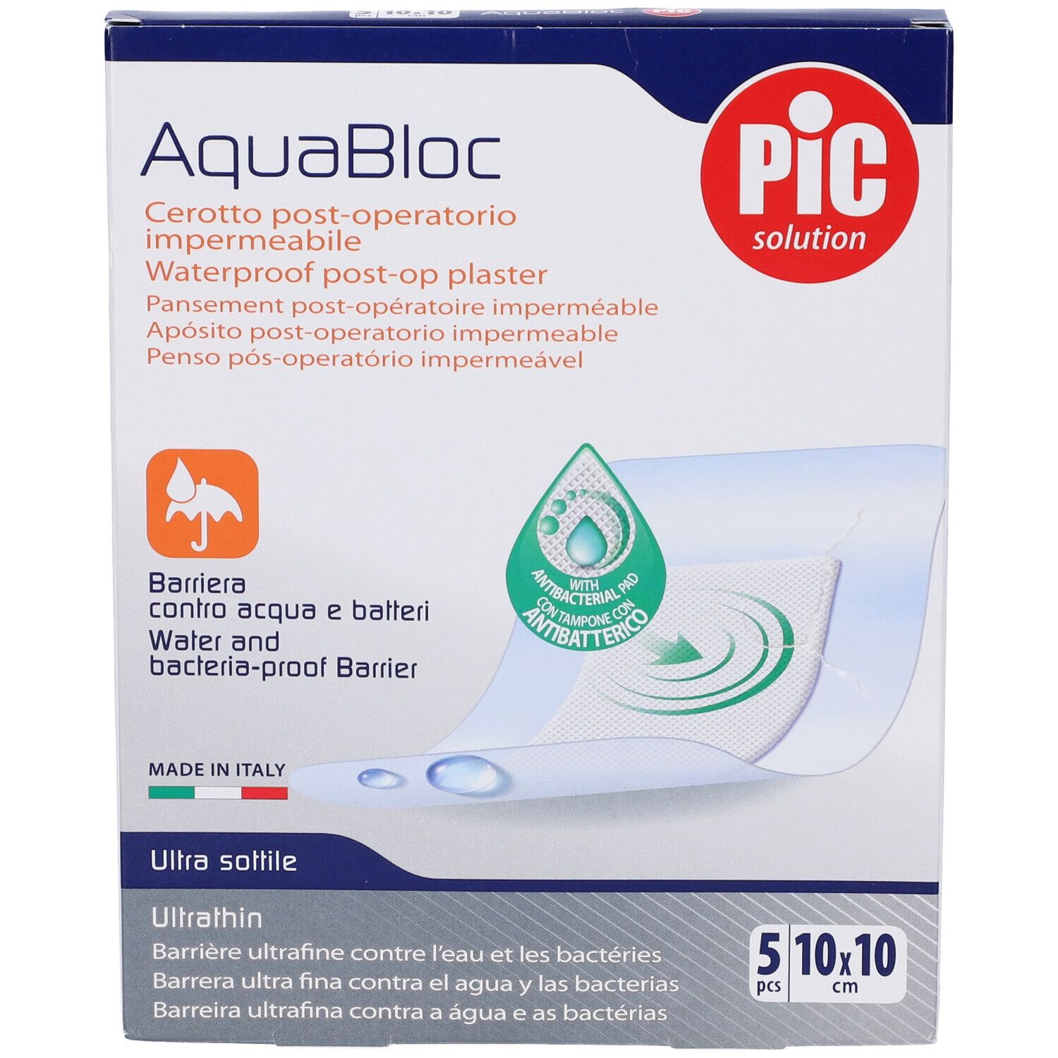 Cerotto Pic Aquabloc 10X10Cm Antibatterico 5 Pezzi