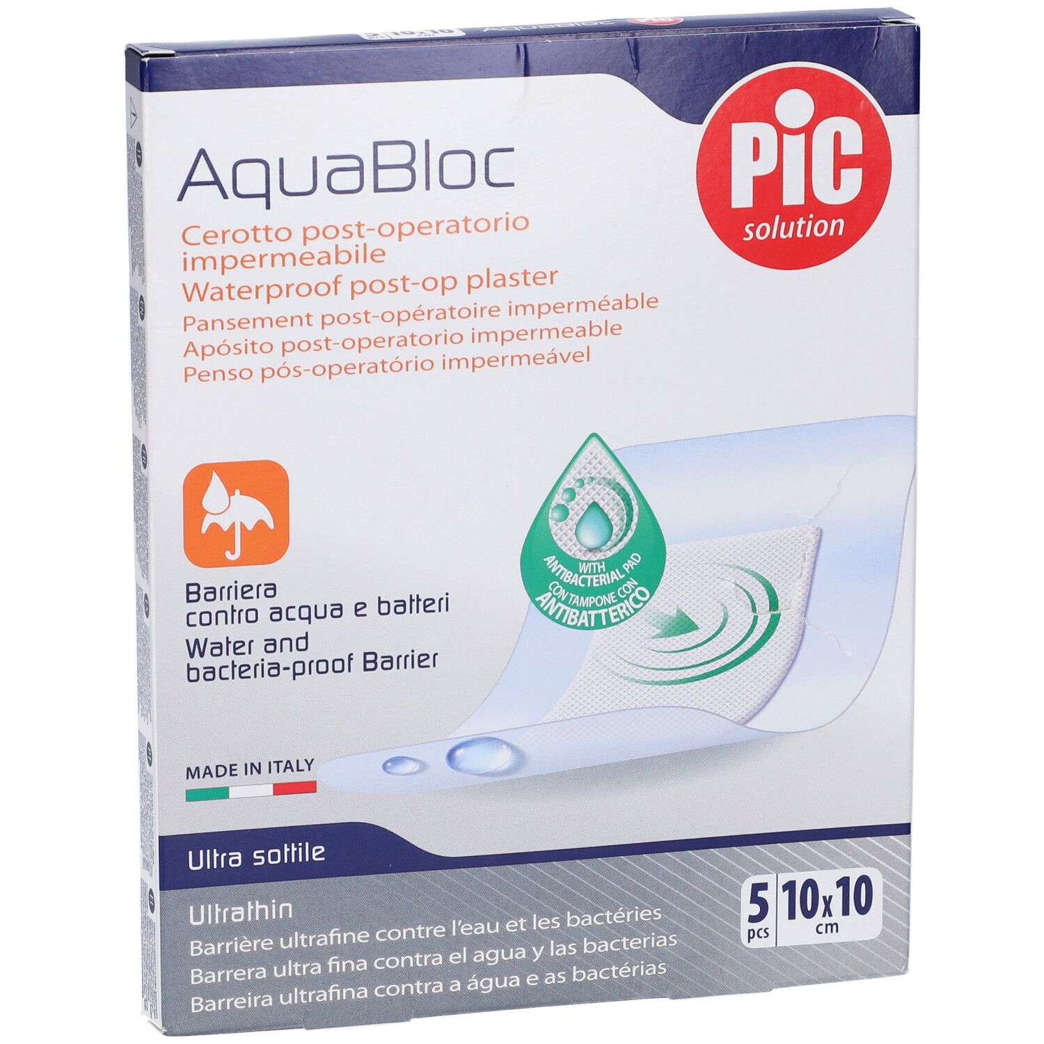 Cerotto Pic Aquabloc 10X10Cm Antibatterico 5 Pezzi