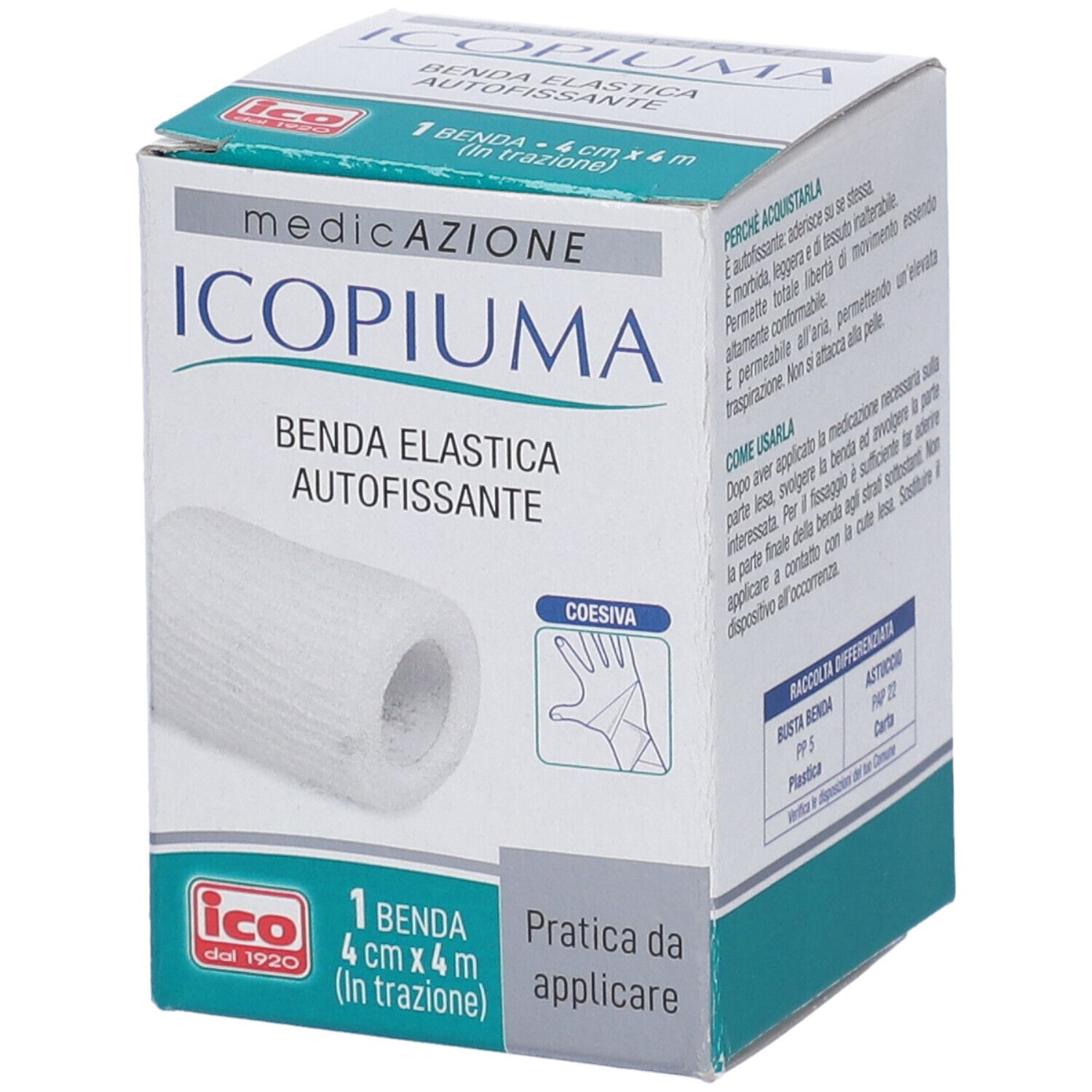 Benda Garza Elastica Icopiuma Autofissante Cm 4 X 4 Mt