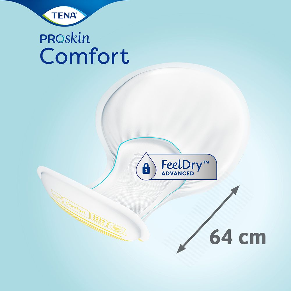 Singolo assorbente TENA ProSkin Comfort. Misura 64 cm. Tecnologia FeelDry.