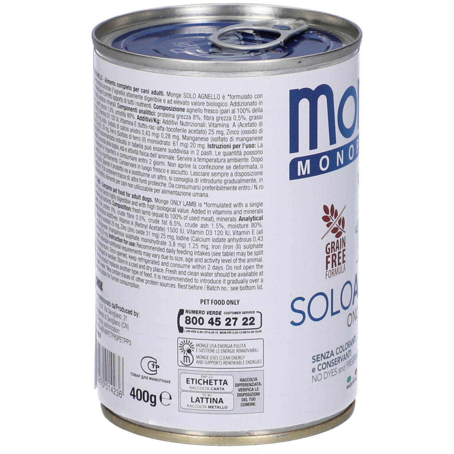 Monge Monoprotein per Cani Adulti con Agnello