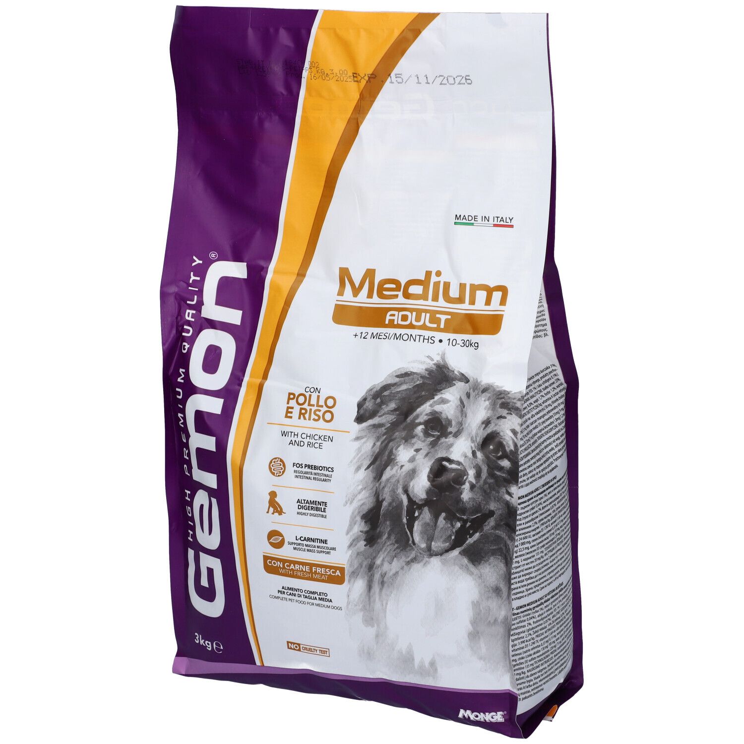 Gemon High Premium Quality Cane Crocchette Medium Adult Con Pollo 3 Kg