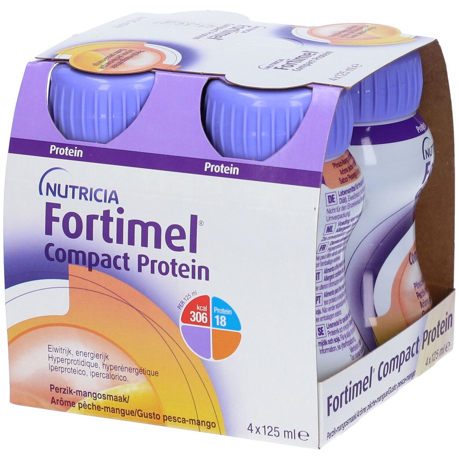 Nutricia Fortimel Compact Protein Gusto Pesca E Mango 4 Bottiglie Da 125 Ml