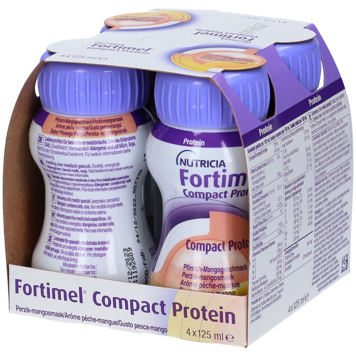 Nutricia Fortimel Compact Protein Gusto Pesca E Mango 4 Bottiglie Da 125 Ml