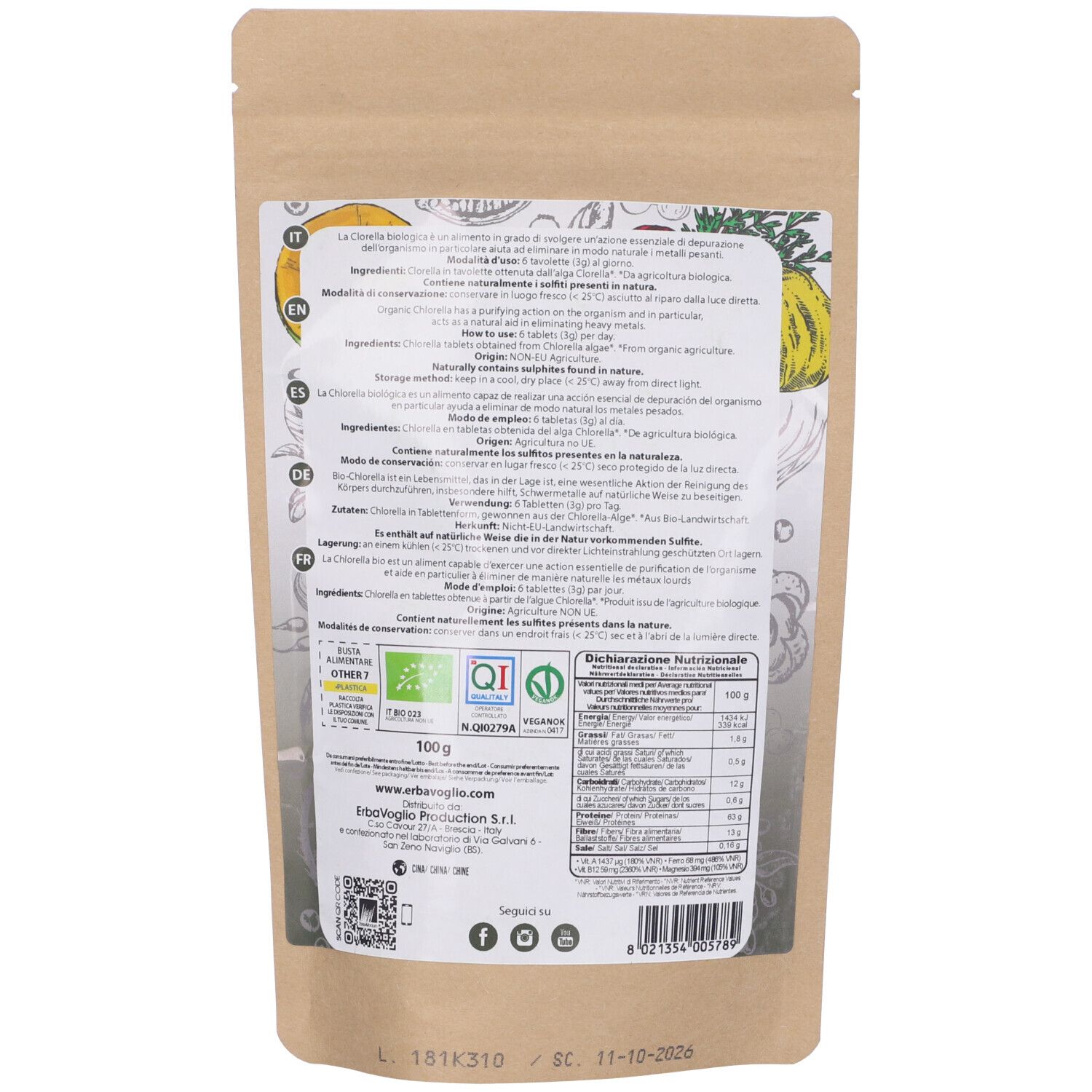Erbavoglio Tavolette Di Clorella BIO