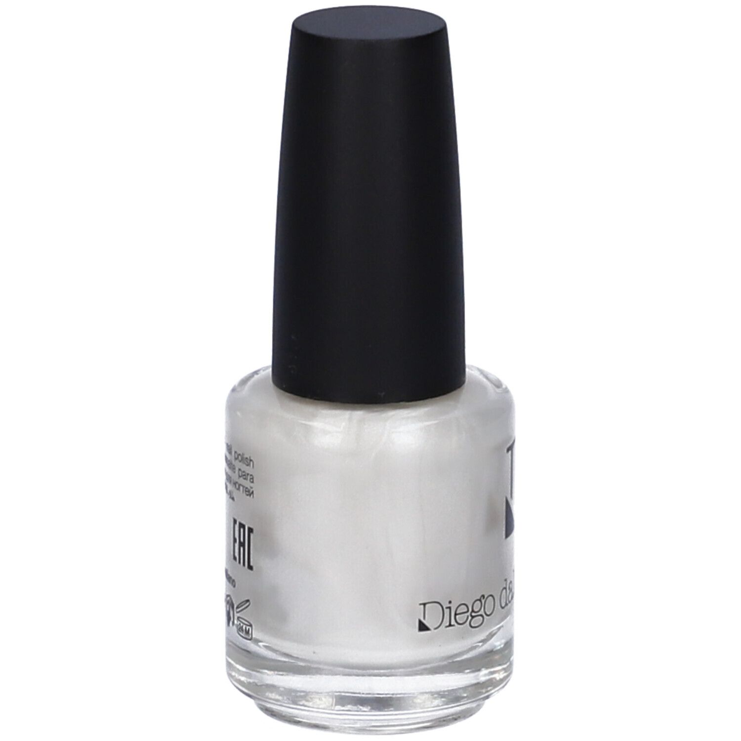 Flacone di smalto per unghie con tappo nero. Scritta: Diego dalla Palma.