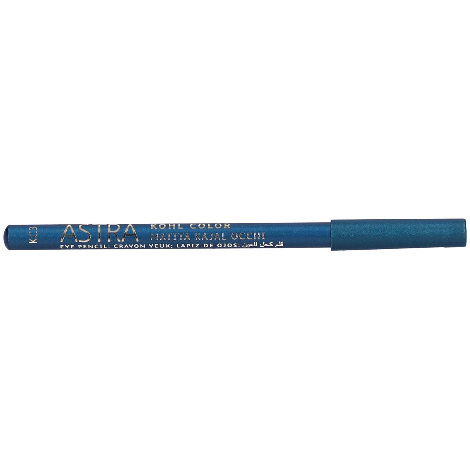 Matita occhi kajal blu. Scritta: ASTRA KOHL COLOR MATITA KAJAL OCCHI EYE PENCIL CRAYON YEUX LAPIZ DE OJOS KC3.