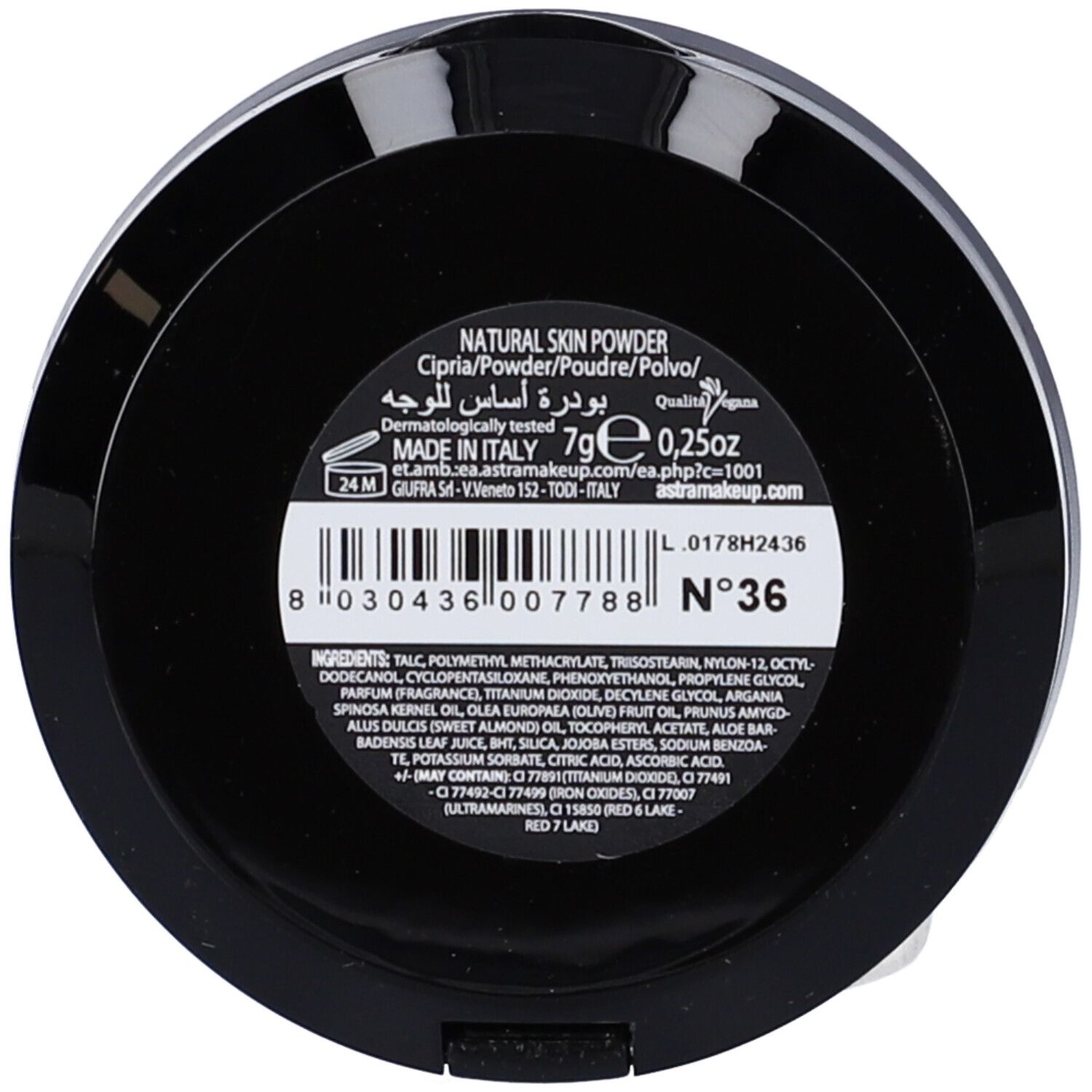ASTRA Make-UP Natural Skin Powder - Cipria In Polvere Compatta Effetto Seta Tonalità 36