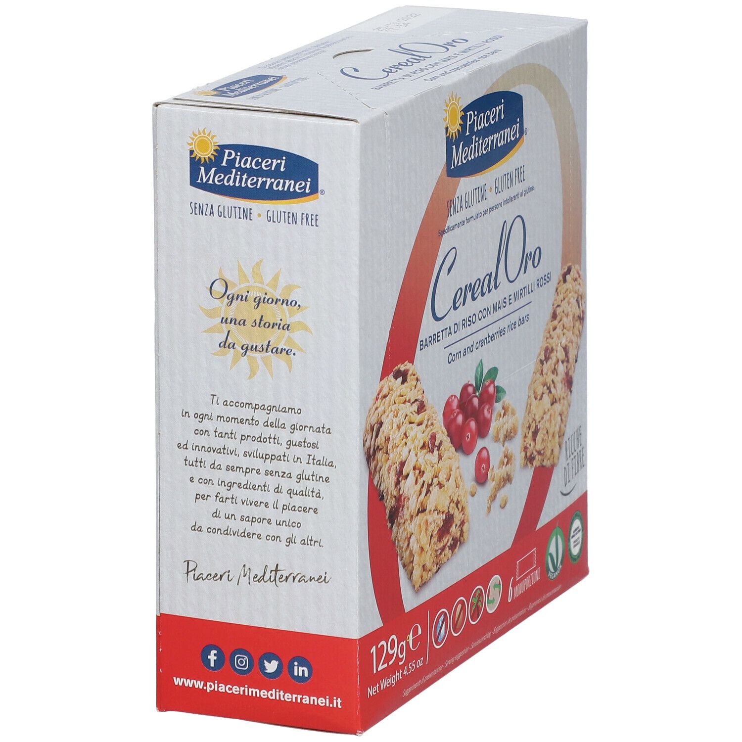 Piaceri Mediterranei® Cereal Oro Barretta di Riso con Mais e Mirtilli Rossi