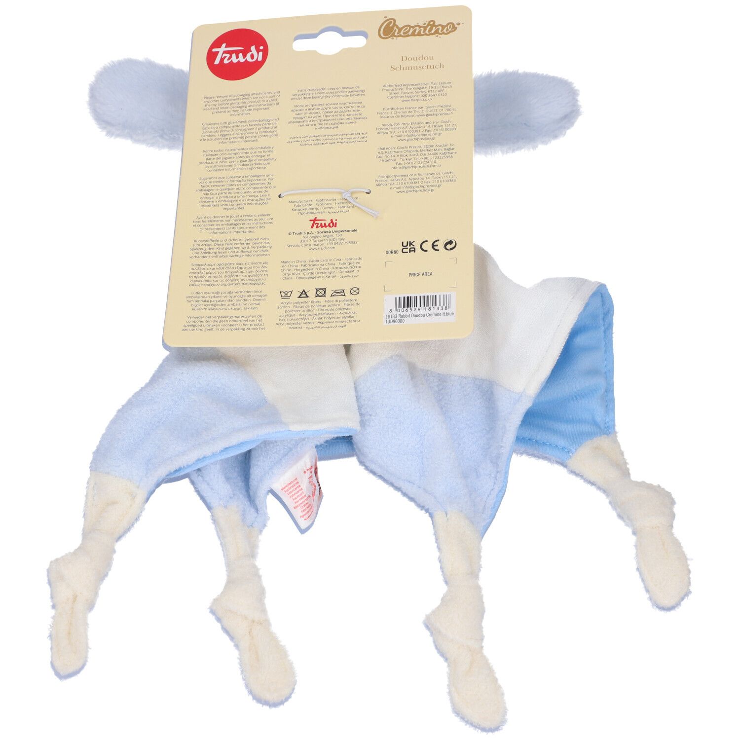 Doudou Cremino Coniglio Azzurro New