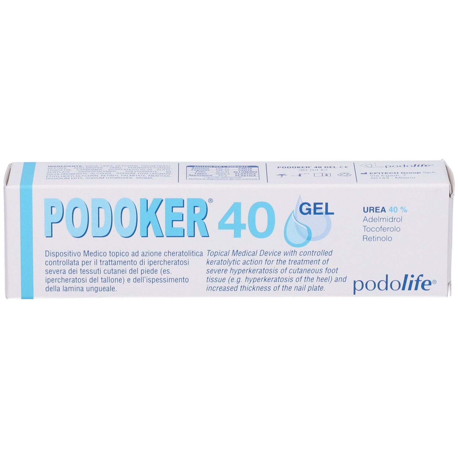 Podoker 40 Gel Azione Cheratolitica Tubo Da 30 Ml Con Applicatore