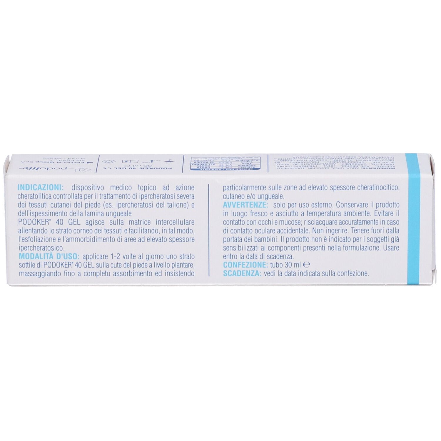 Podoker 40 Gel Azione Cheratolitica Tubo Da 30 Ml Con Applicatore