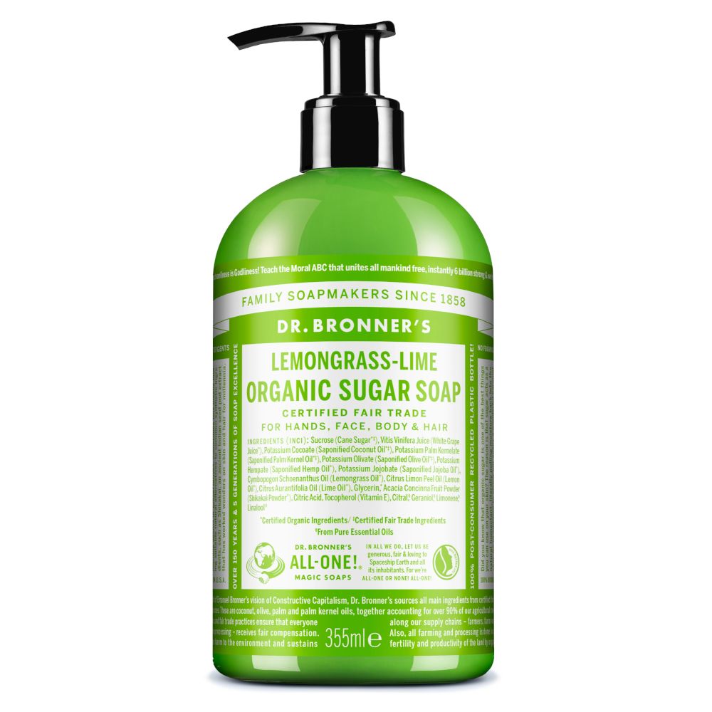 Dr. Bronner's Sapone di Zucchero Bio Lemongrass & Lime