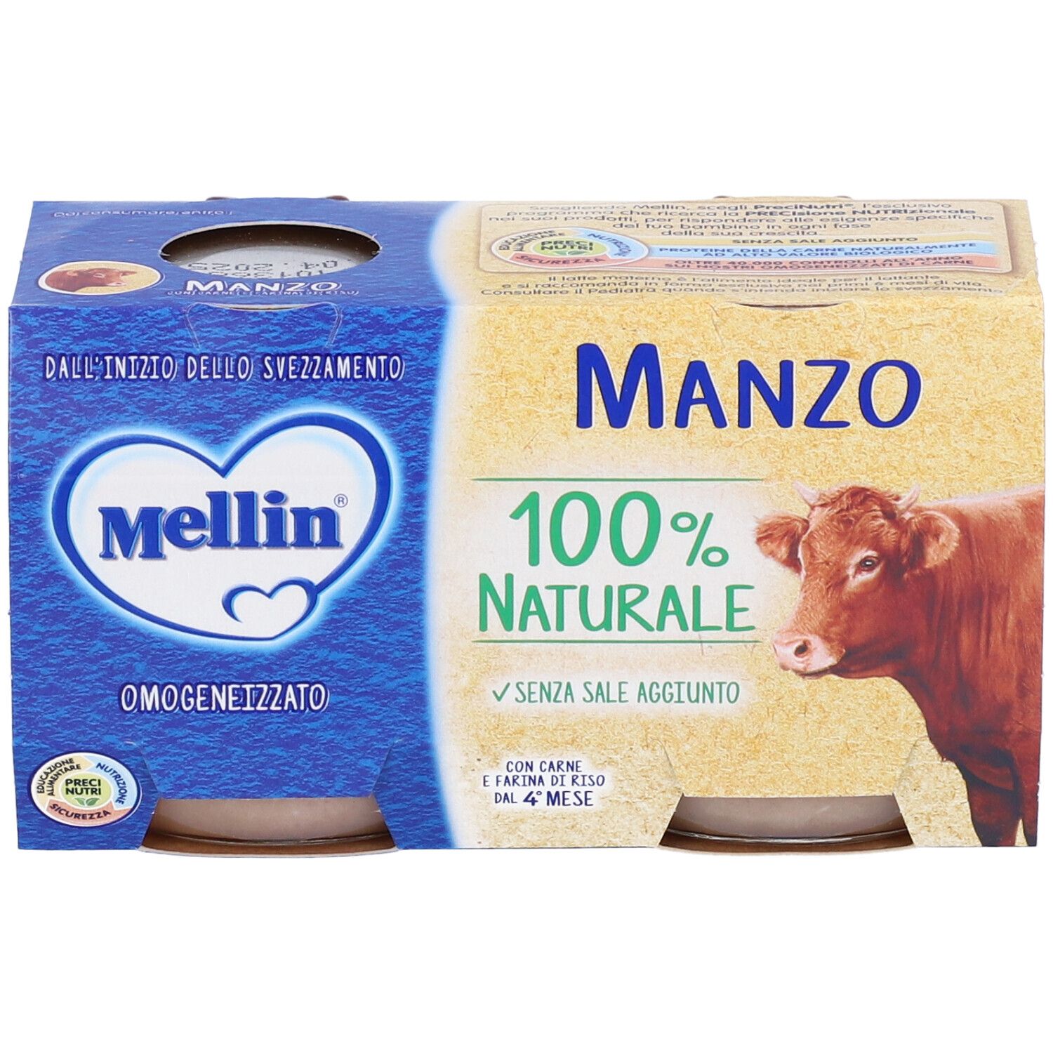 Mellin Omogeneizzato Carne 2x120 Gr - Farmasanitaria Dolce Infanzia Aversa