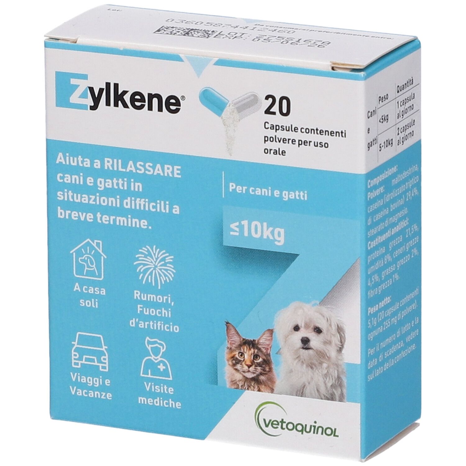 Zylkene 75 mg 20 cpr - contro lo stress nei cani e gatti – Sarda Zootecnica