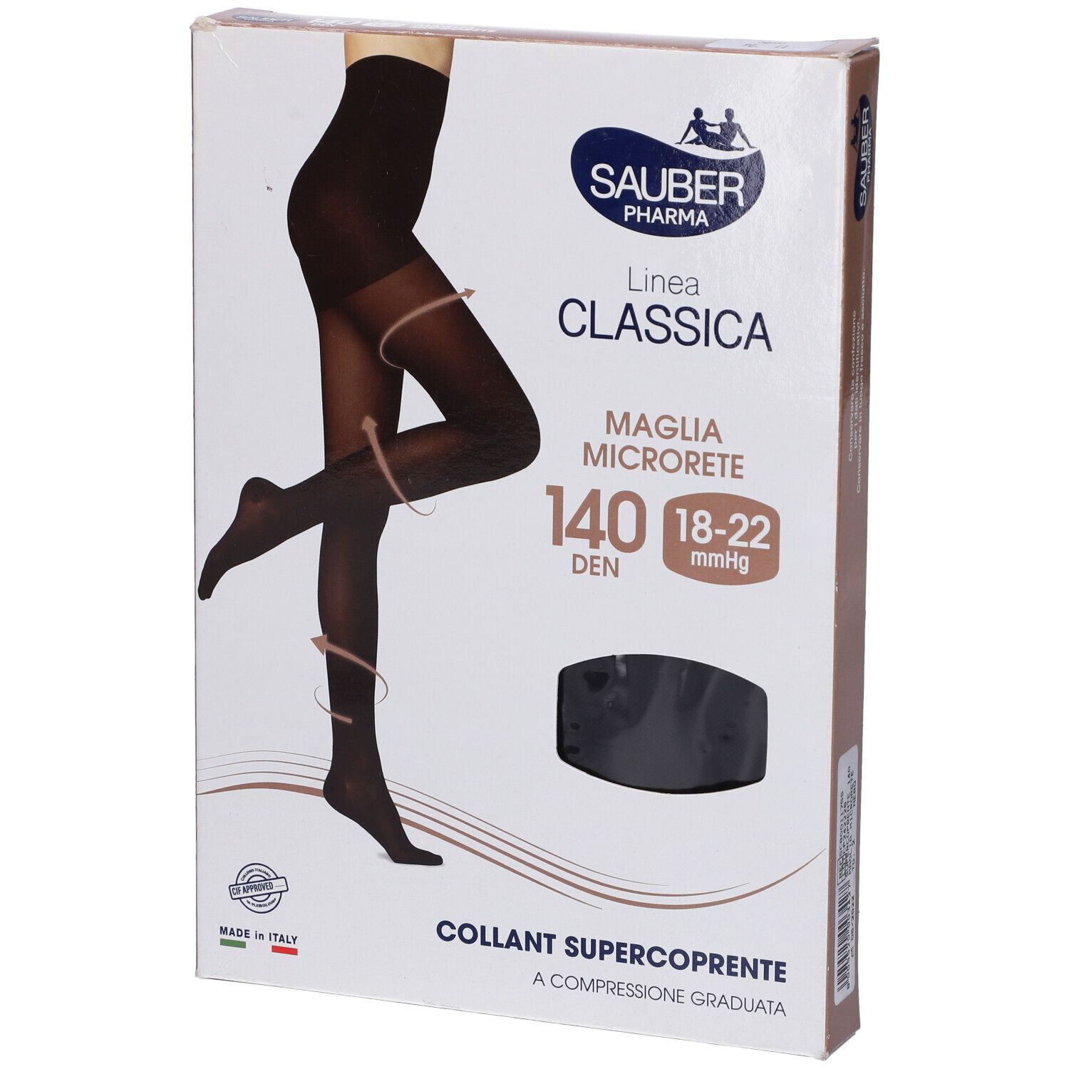 Sauber Collant 140 Super Coprente Maglia Microrete Nero 2 Linea Classica