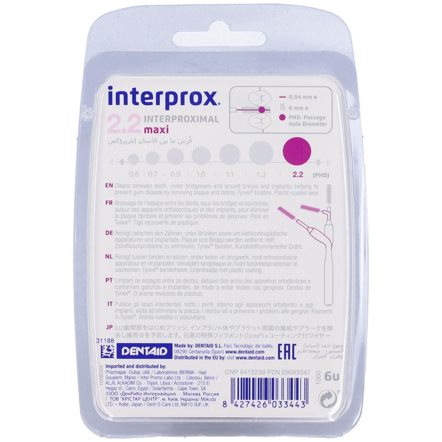 Interprox Maxi Conical 6 Scovolini Viola, Anti-Placca e Anti-Carie per spazi interdentali più grandi (PHD 23)