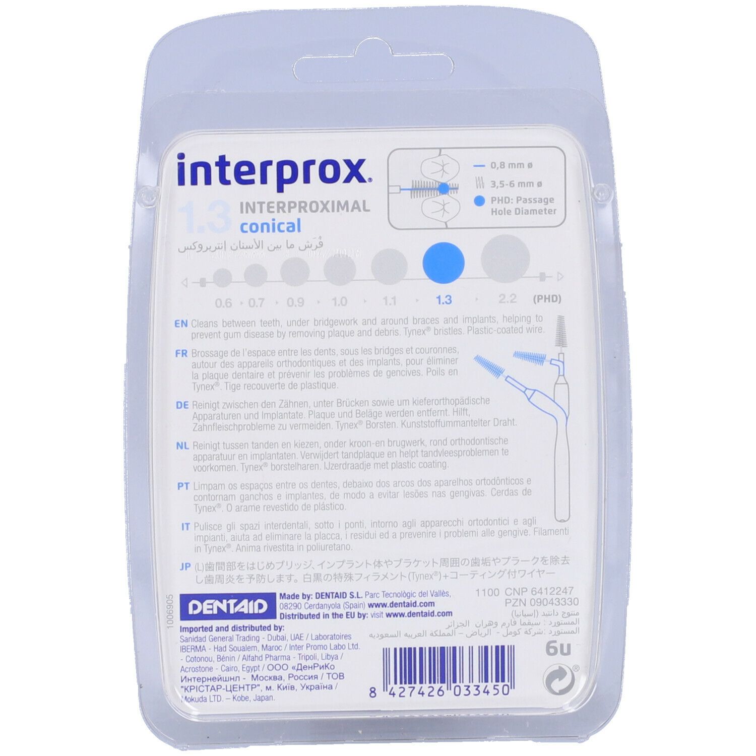 Interprox Conical 6 Scovolini Celesti, Anti-Placca e Anti-Carie per spazi interdentali medi (PHD 17)