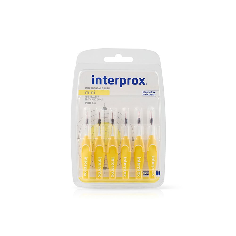 Interprox Mini 6 Scovolini Gialli Anti-Placca e Anti-Carie per spazi interdentali piccoli-medi  (PHD 14)