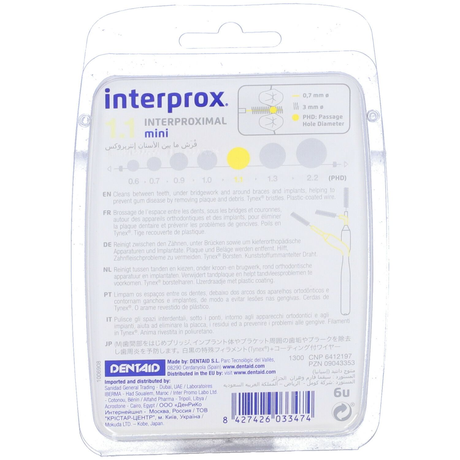 Interprox Mini 6 Scovolini Gialli Anti-Placca e Anti-Carie per spazi interdentali piccoli-medi  (PHD 14)
