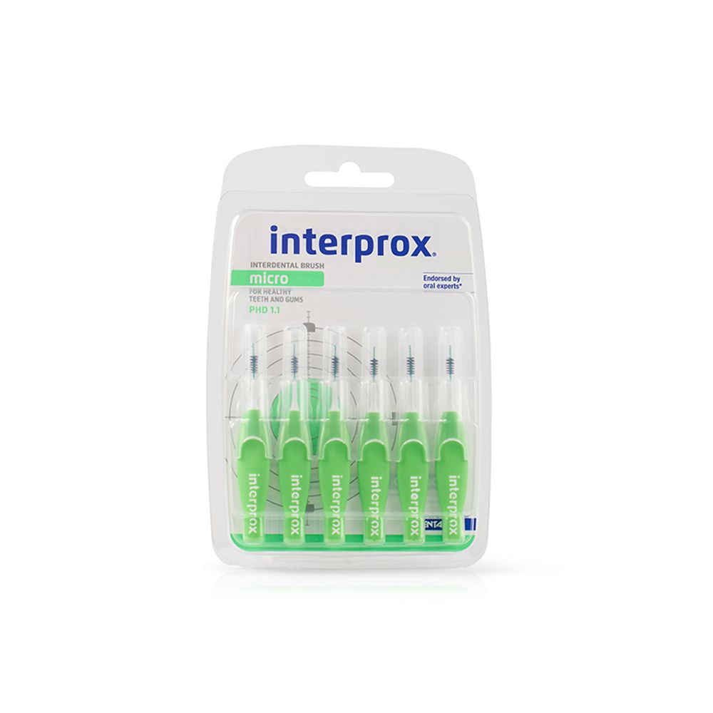 Interprox Micro 6 Scovolini Verdi, Anti-Placca e Anti-Carie per spazi interdentali piccoli (PHD 11)
