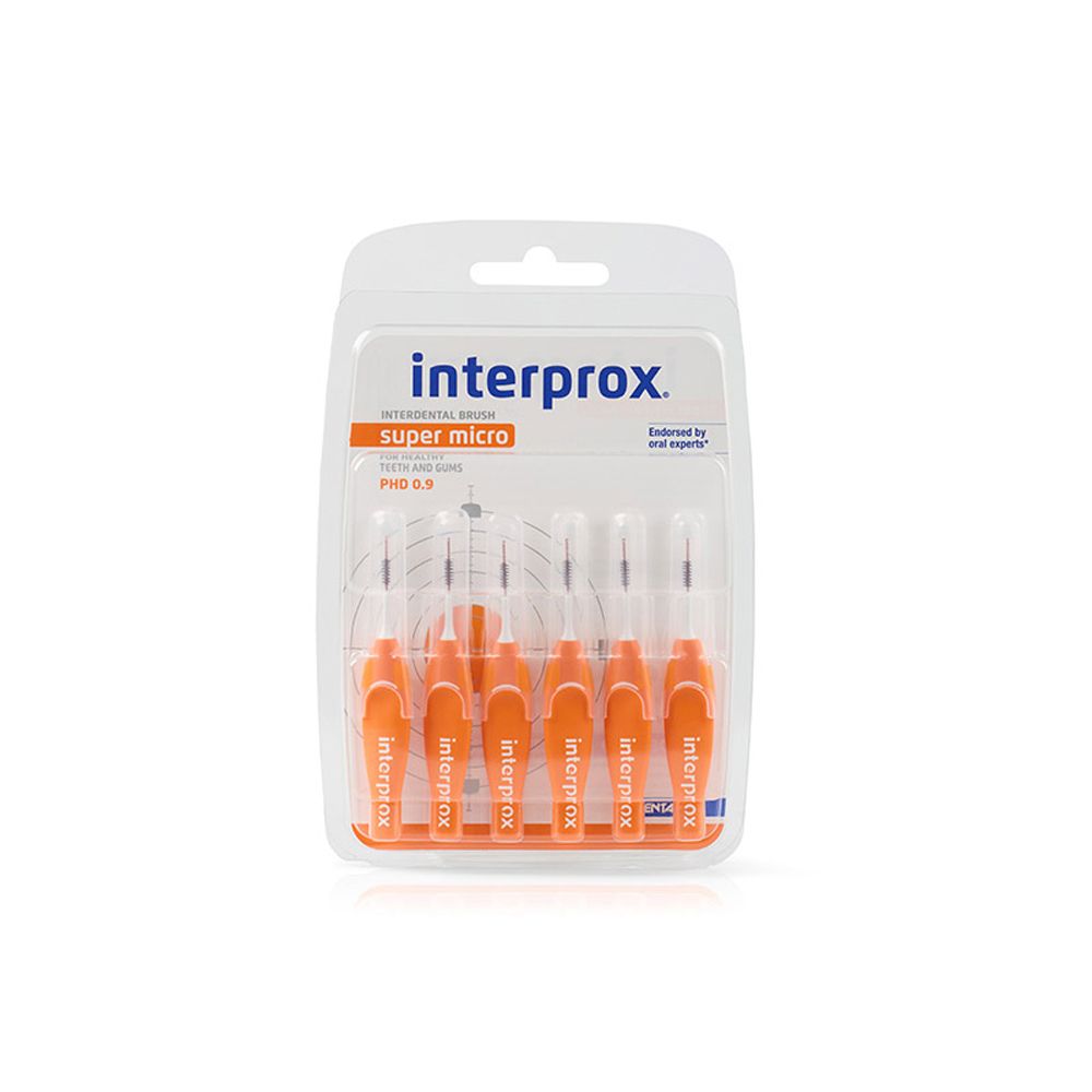 Interprox Super micro 6 Scovolini Arancioni, Anti-Placca e Anti-Carie per spazi interdentali più piccoli (PHD 09)