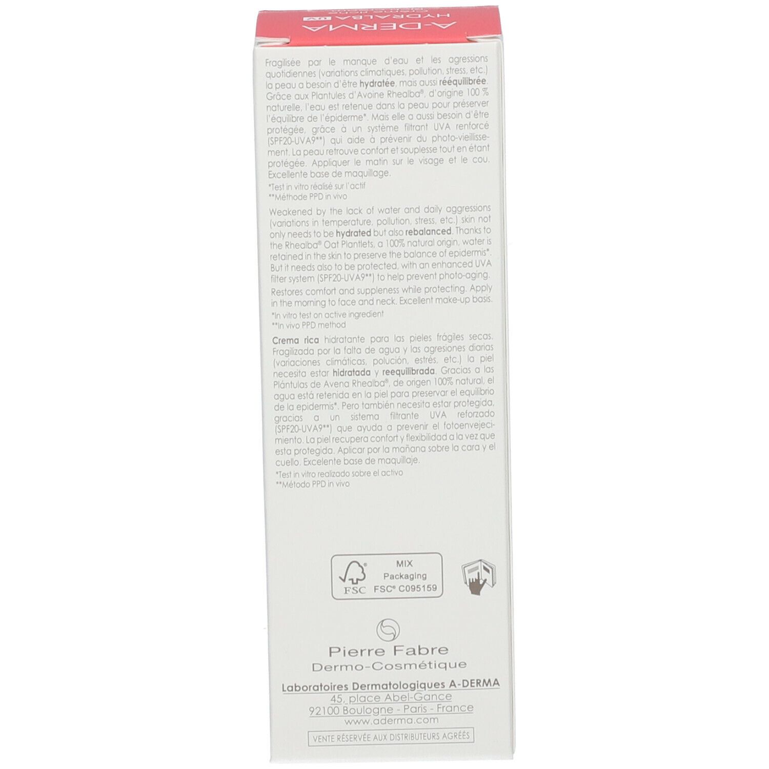 A-DERMA Hydralba Crema Idratante UV Ricca