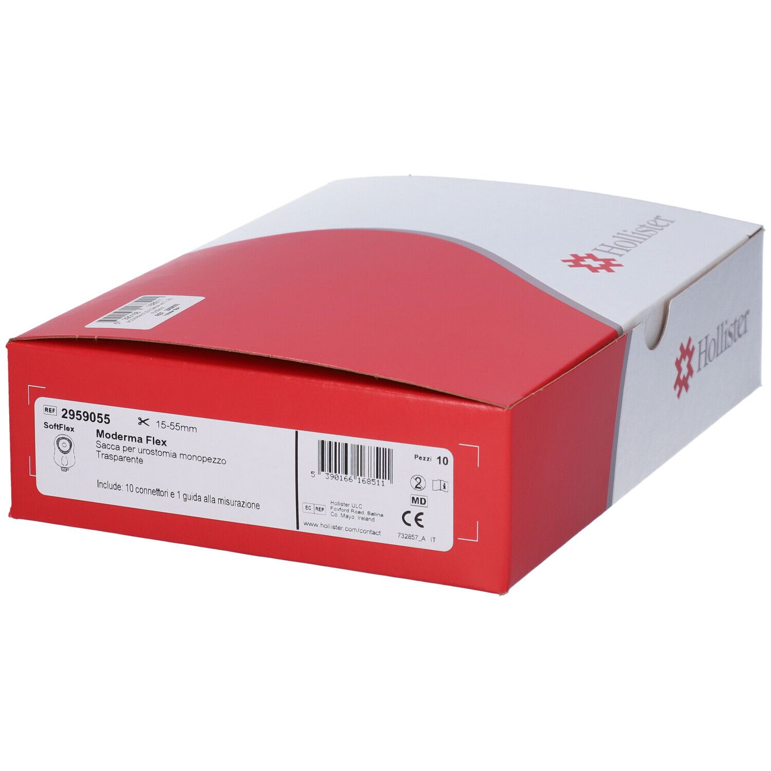 Confezione Hollister, bianca e rossa. Nome prodotto, dimensioni e dettagli.