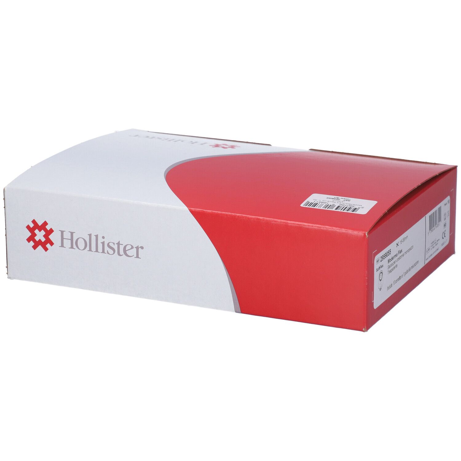 Confezione Hollister, bianca e rossa. Logo e informazioni sul prodotto visibili.