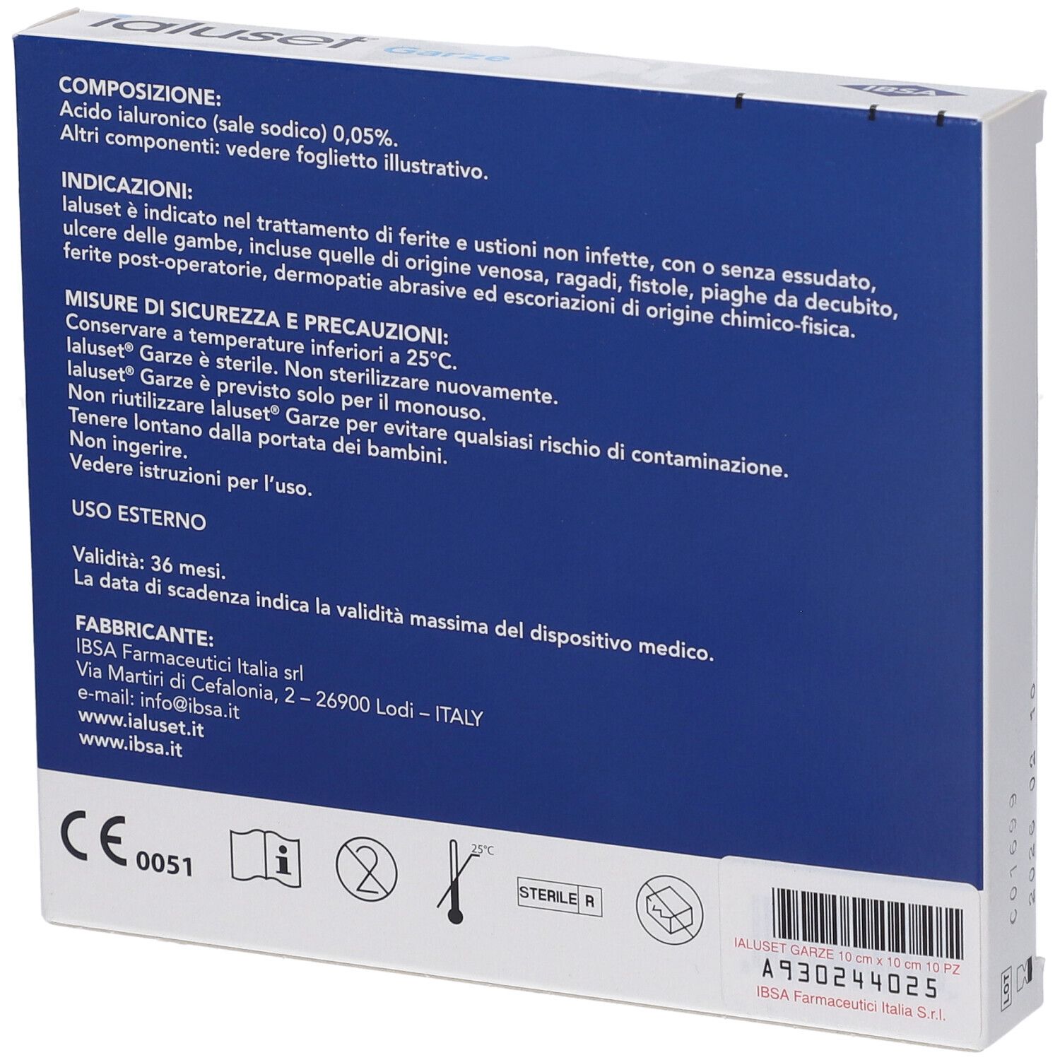 Garza Impregnata Ialuset Ferite E Ustioni Non Infette 10X10 Cm 10 Pezzi