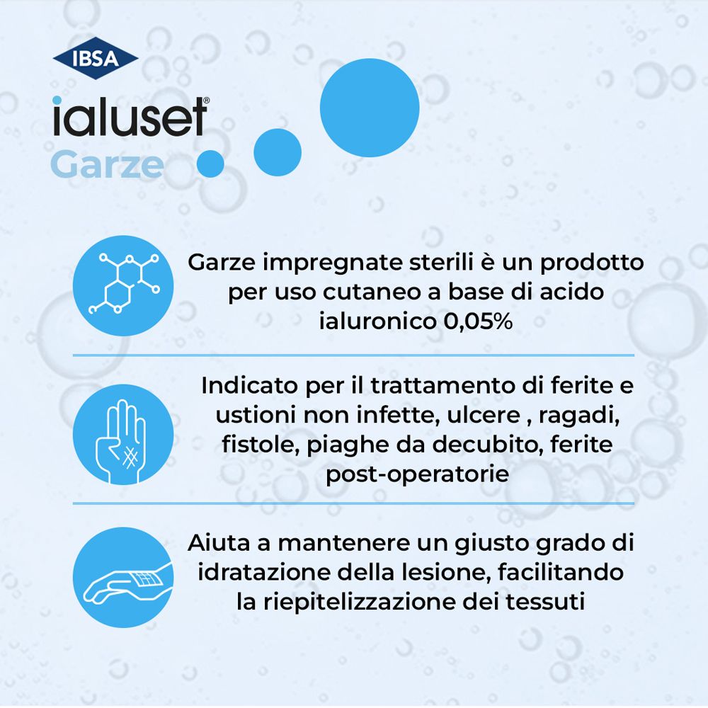 Garza Impregnata Ialuset Ferite E Ustioni Non Infette 10X10 Cm 10 Pezzi