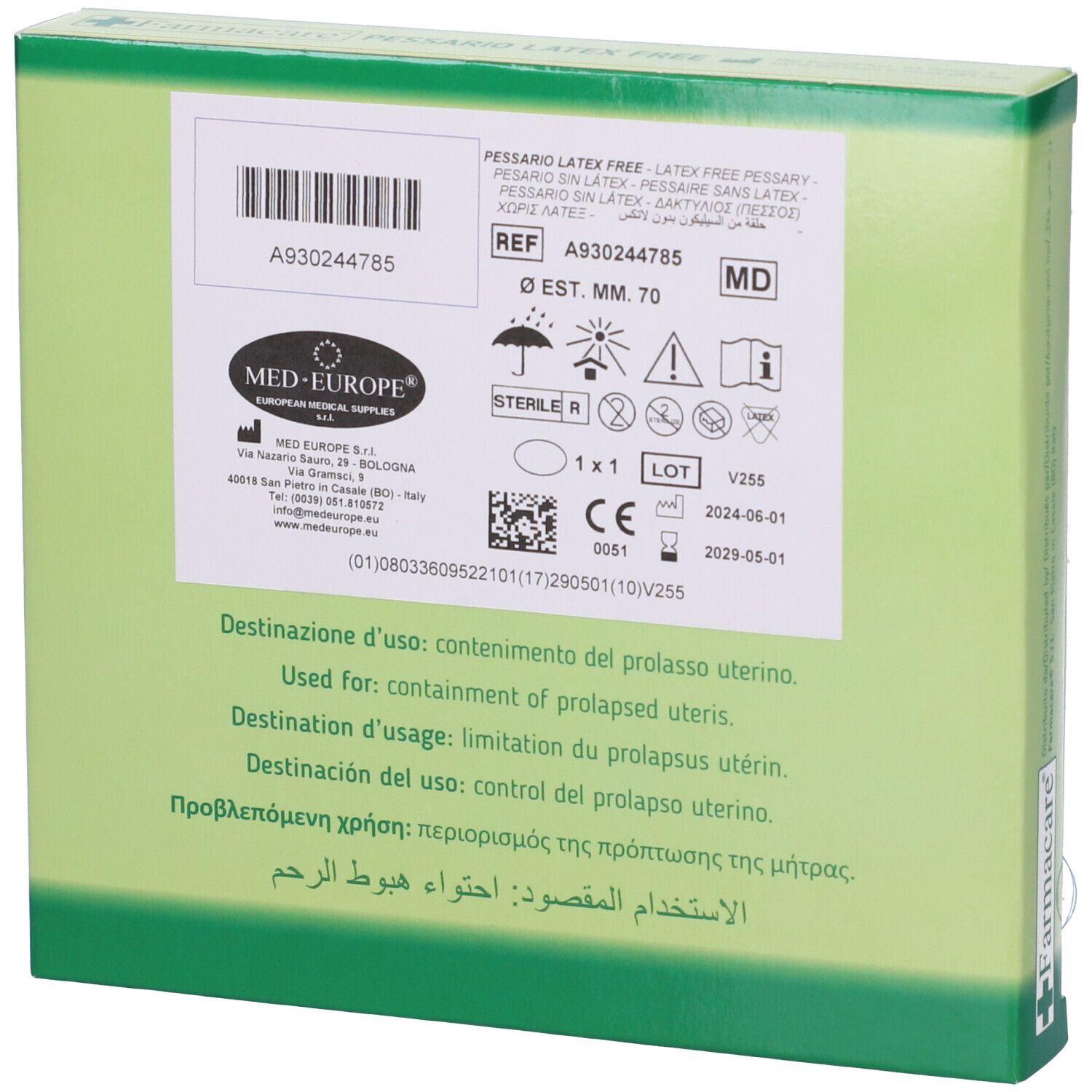 Pessario Latex Free Diametro 70Mm