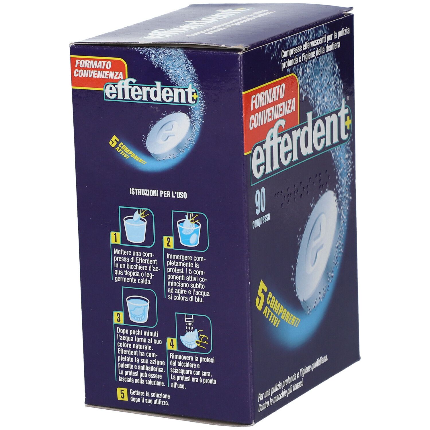 Efferdent®+ 90 Compresse Effervescenti Pulizia Dentiere