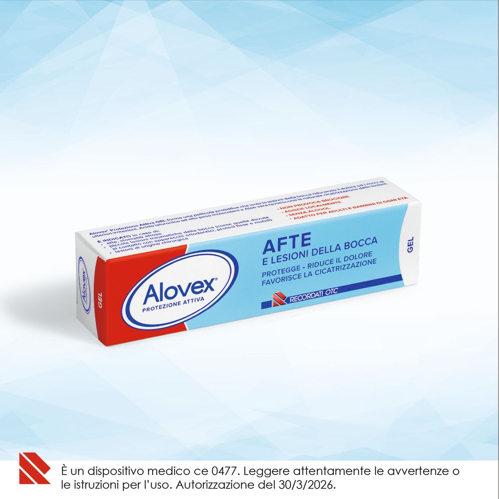 Confezione Alovex® Gel con simbolo di dispositivo medico.