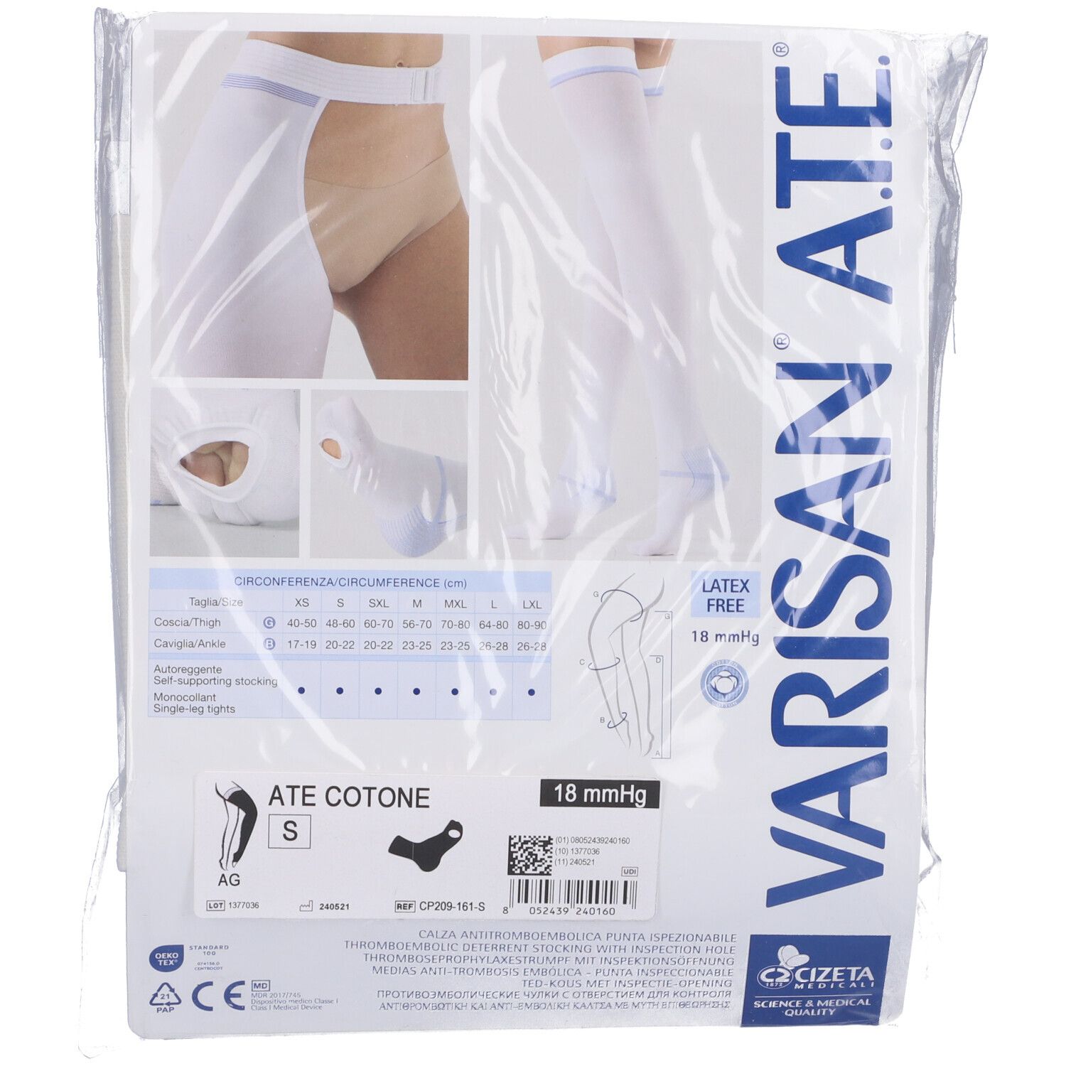 Varisan Ate 18Mmhg Calza Autoreggente Ag P I Cot Bianco S