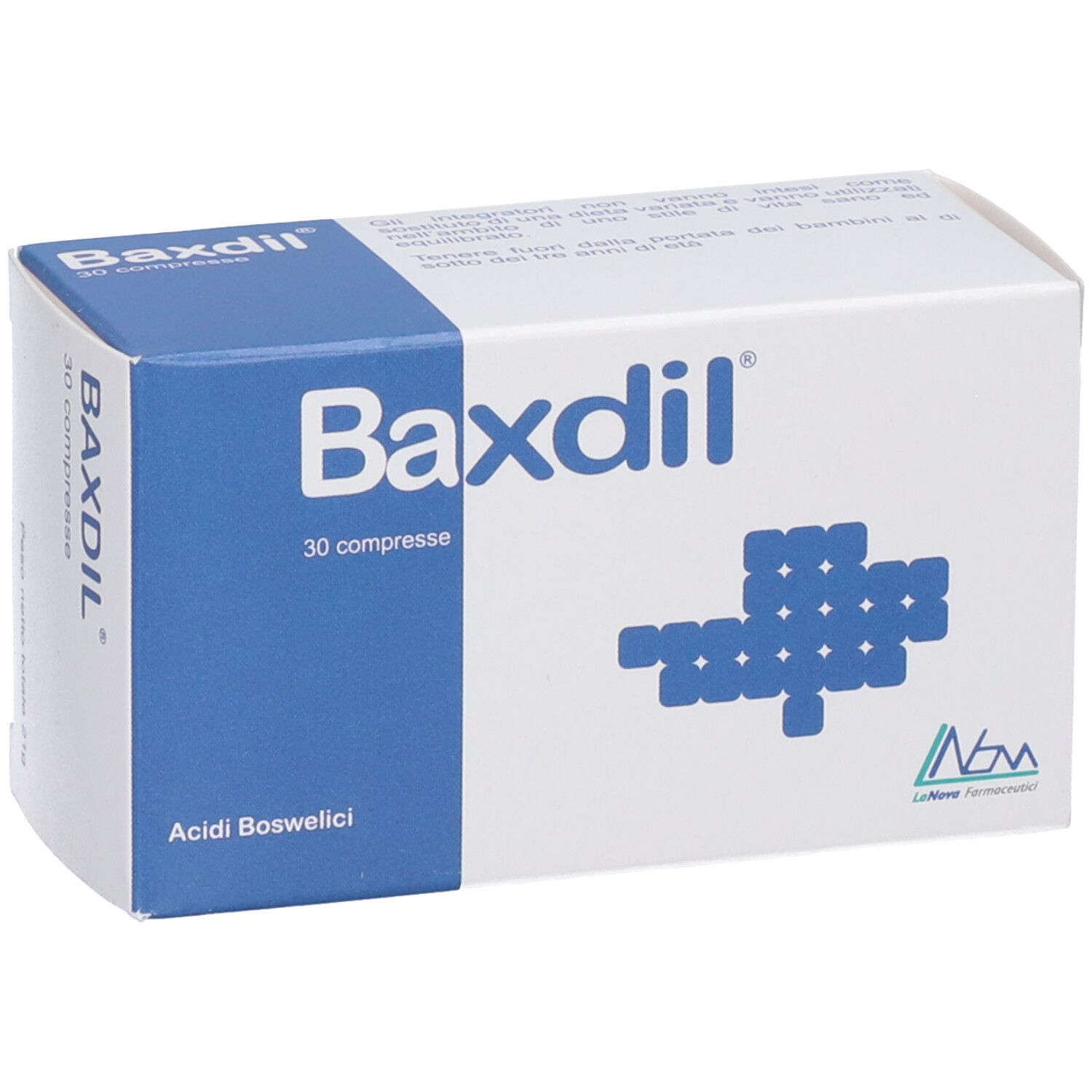 Scatola Baxdil da 30 compresse, Acidi Boswelici, LaNova Farmaceutici.