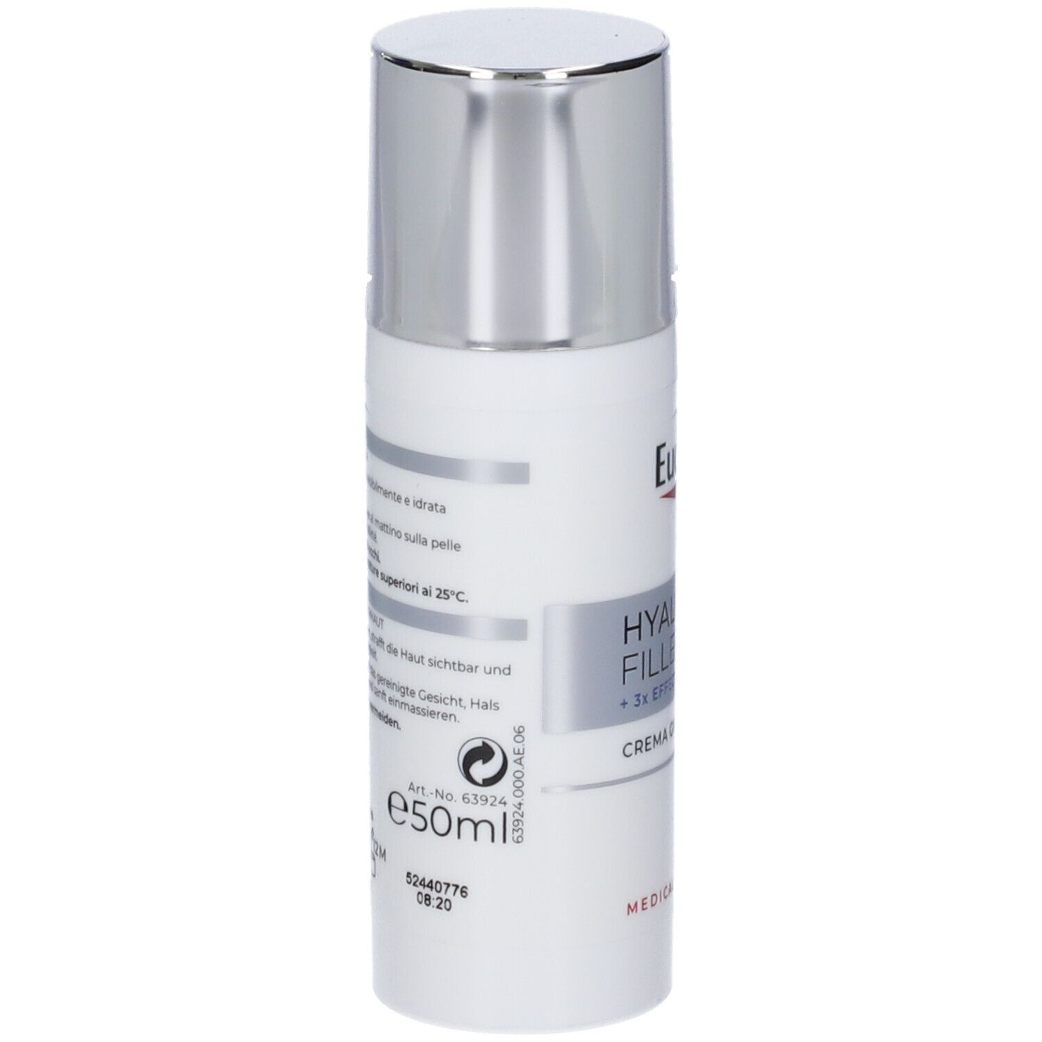 Donna che si tocca il viso. Testo: 100% conferma, Ringiovanisce l'aspetto della pelle.