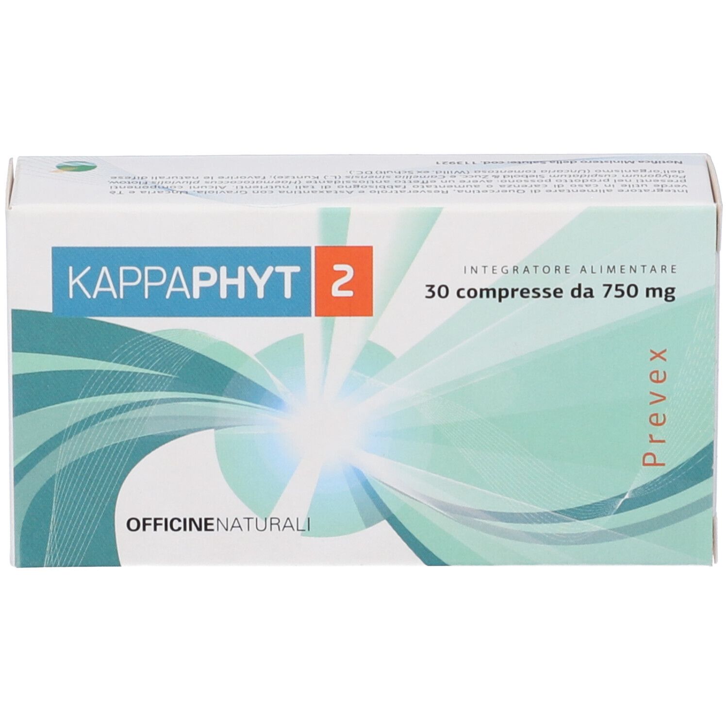 Confezione Kappaphyt 2, integratore alimentare, 30 compresse da 750 mg.