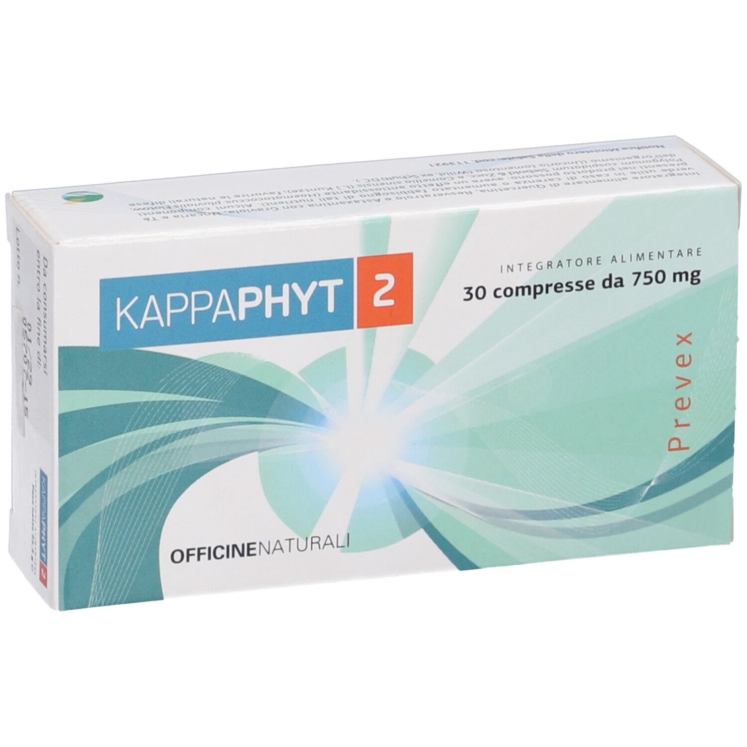 Confezione Kappaphyt 2, integratore alimentare, 30 compresse da 750 mg.